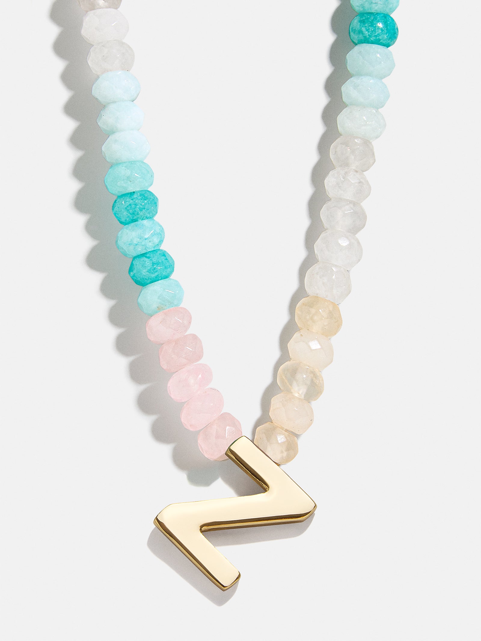 Semi-Precious Block Initial Necklace - Light Multi