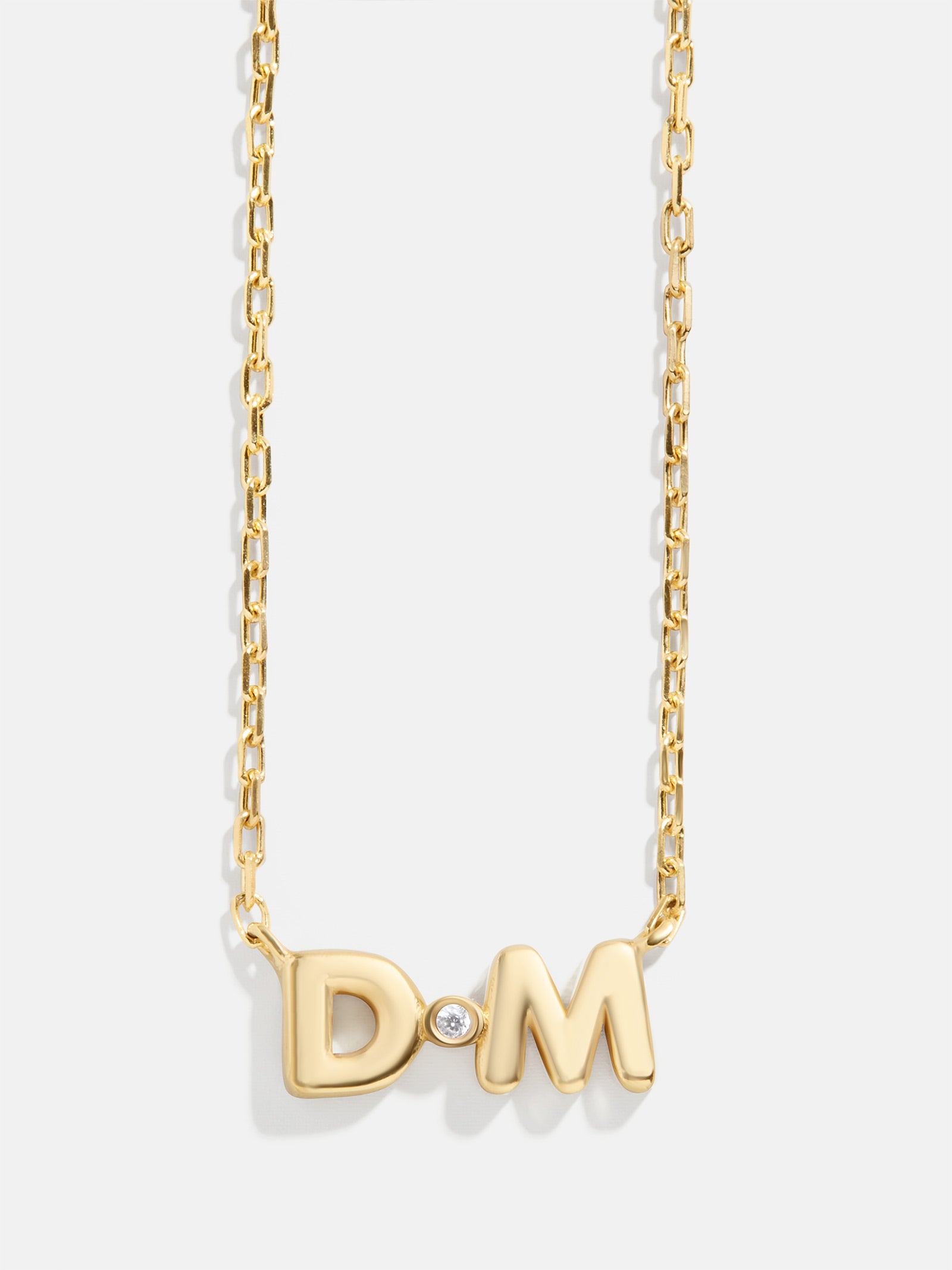 18K Gold Double Initial Birthstone Custom Necklace - Crystal