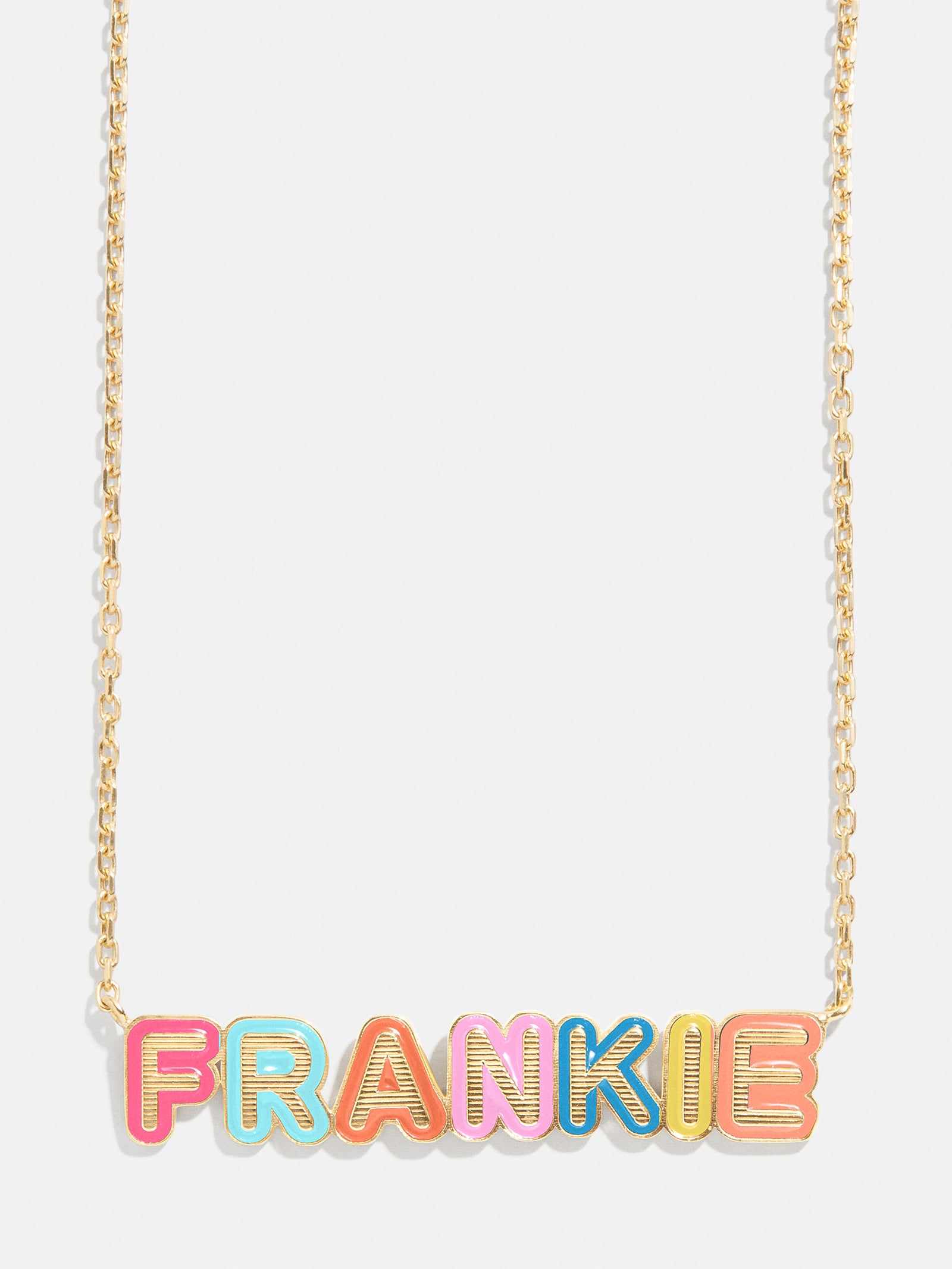 18K Gold Enamel Custom Nameplate Necklace