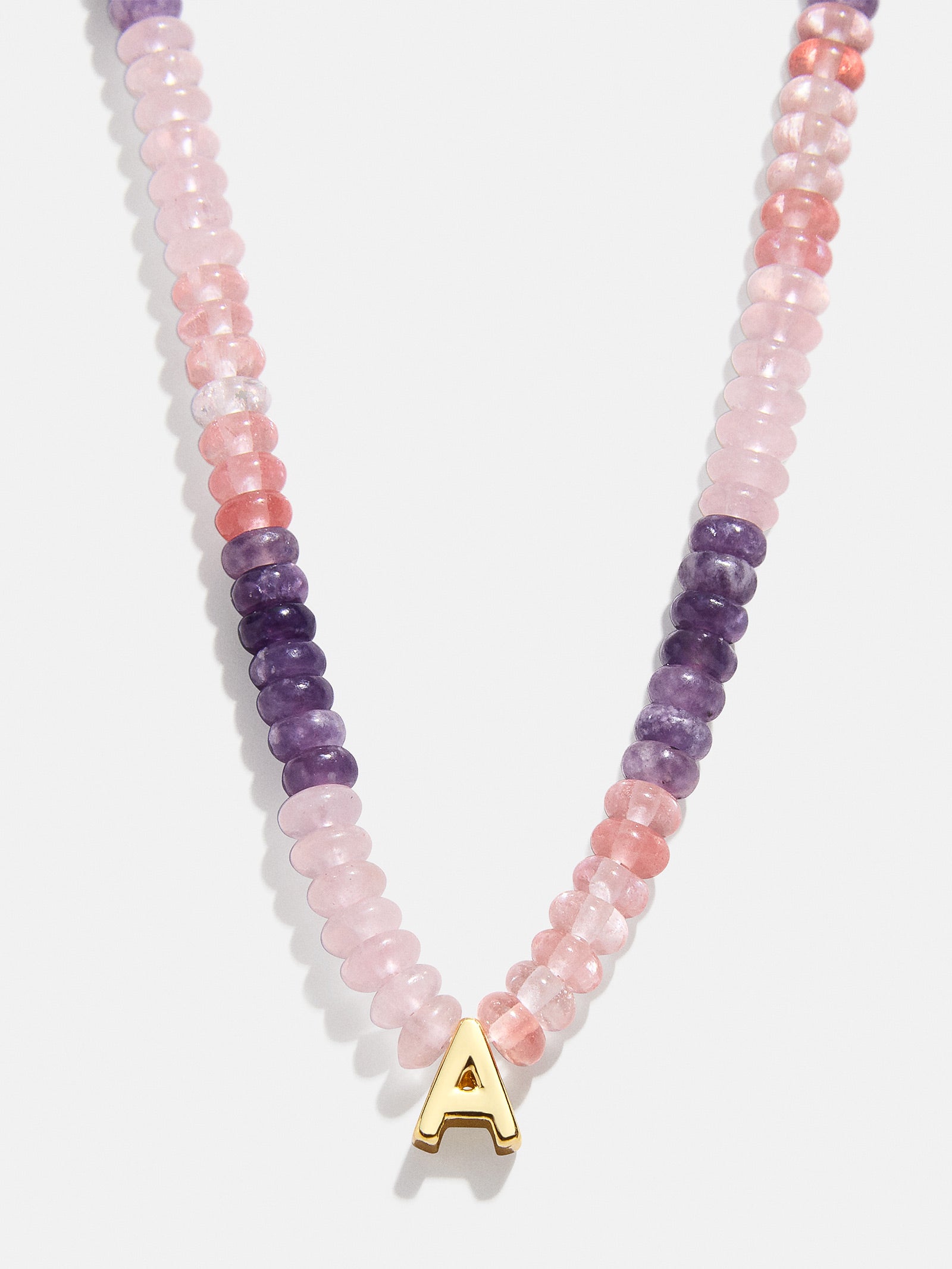 Semi-Precious Beaded Initial Necklace - Pink Ombre