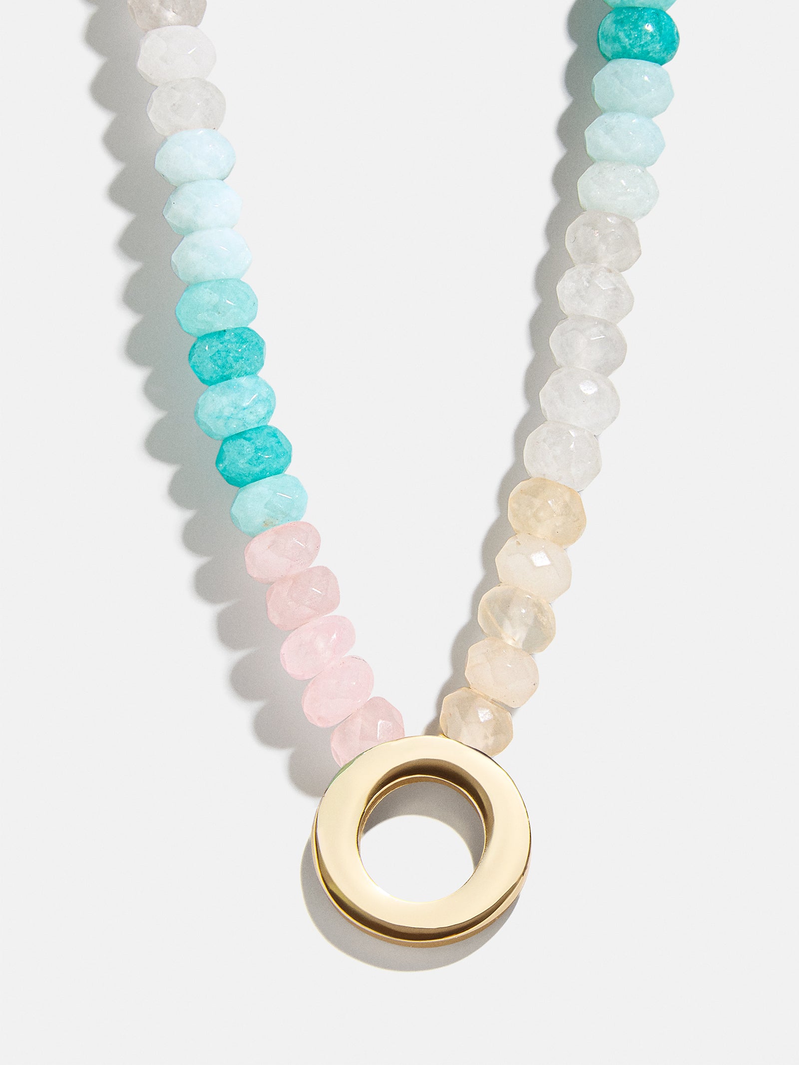 Semi-Precious Block Initial Necklace - Light Multi