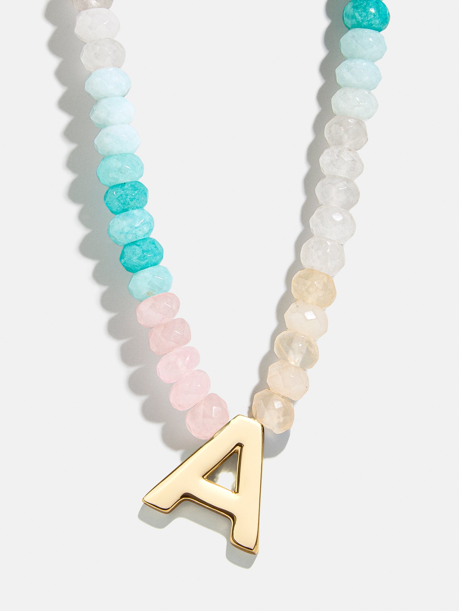 Semi-Precious Block Initial Necklace - Light Multi