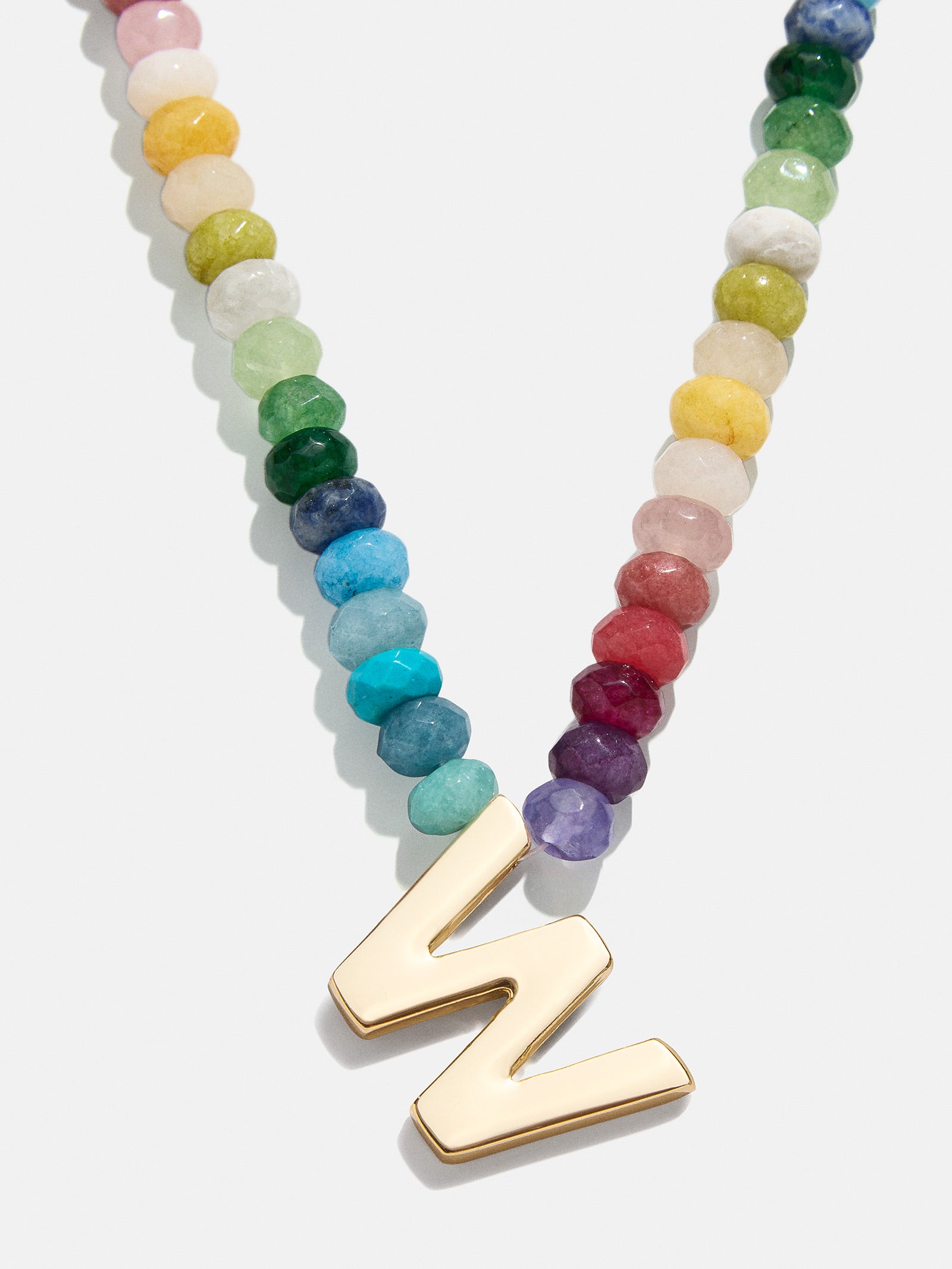 Semi-Precious Block Initial Necklace - Multi