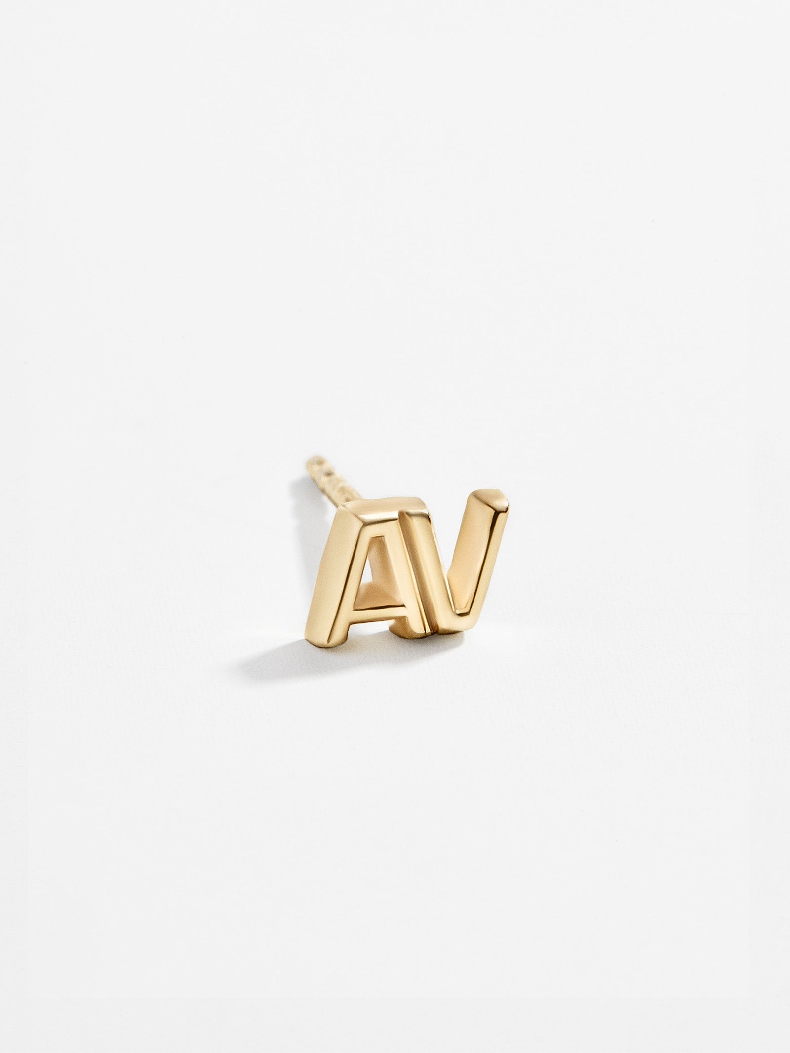 Single 18K Gold Double Initial Earring - Gold