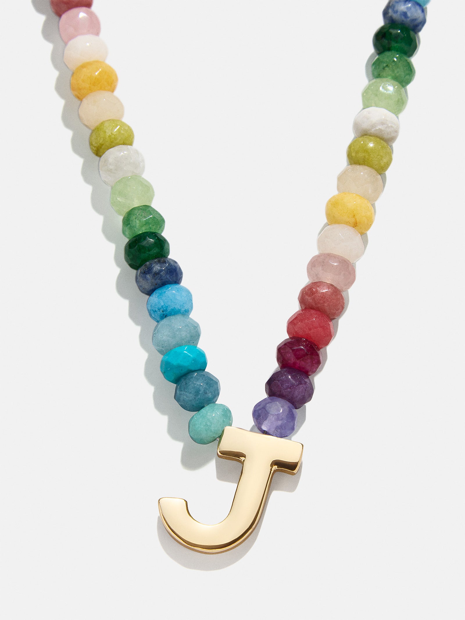 Semi-Precious Block Initial Necklace - Multi