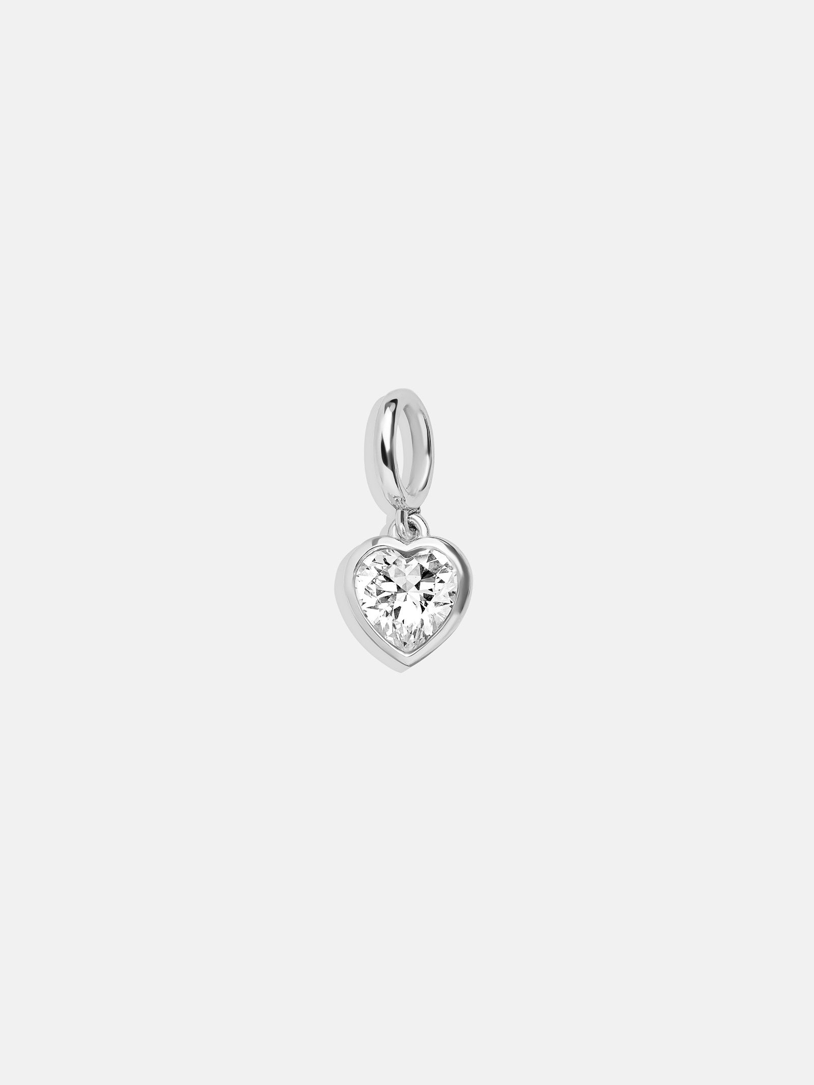 Silver Crystal Heart Cluster Charm - Heart Gem