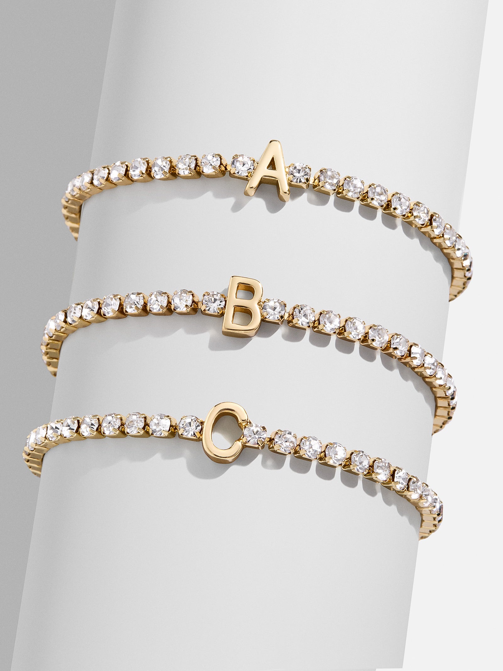 Lyanna Initial Tennis Bracelet - Gold/Pavé