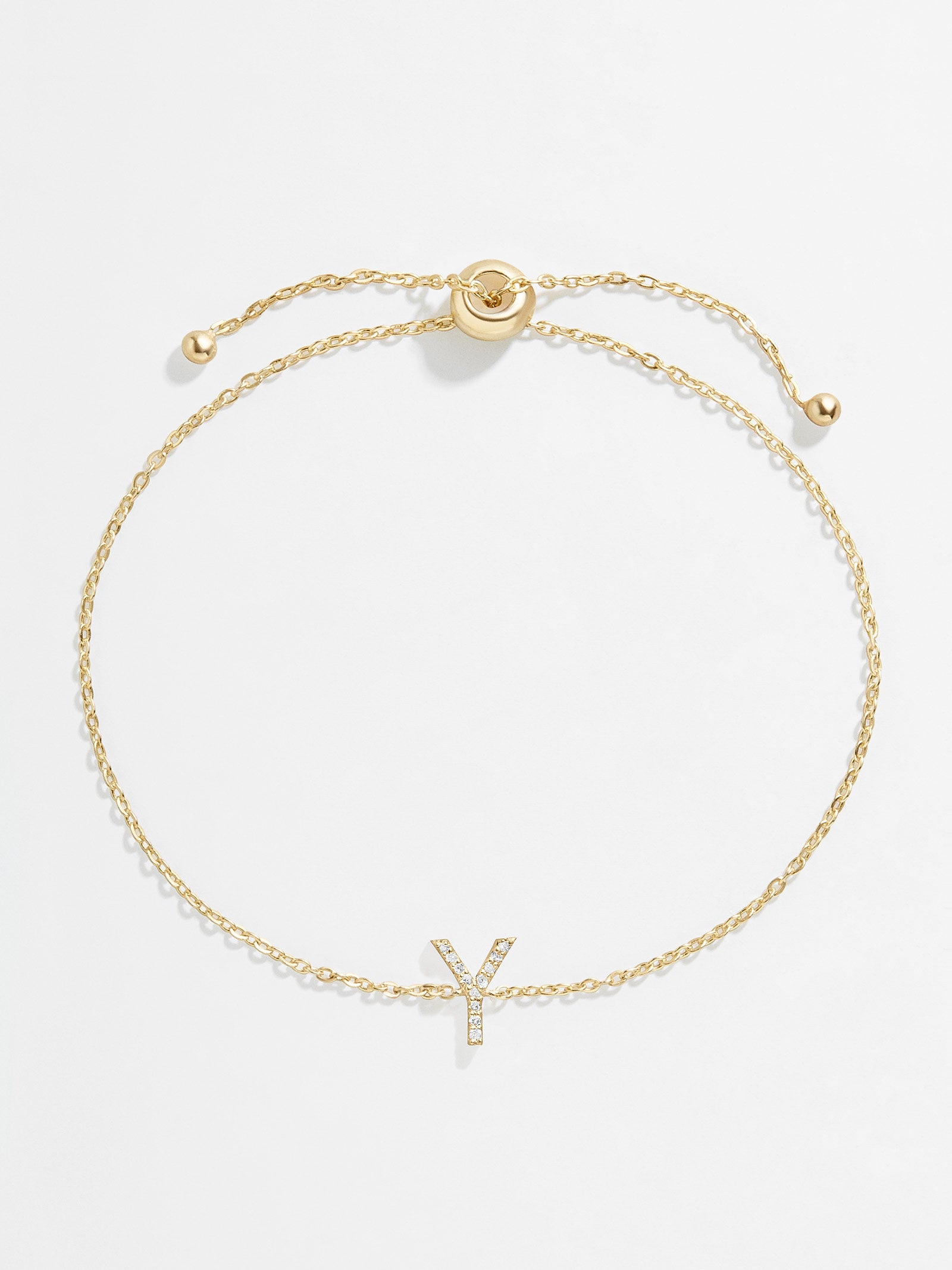 14K Gold & Diamond Initial Bracelet - Gold/Pavé