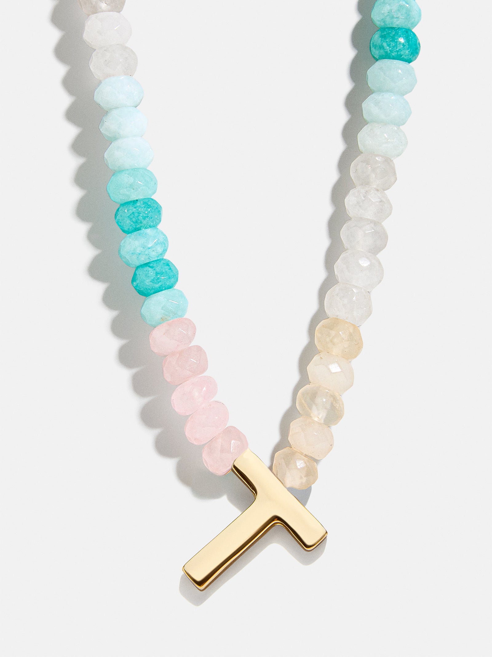 Semi-Precious Block Initial Necklace - Light Multi