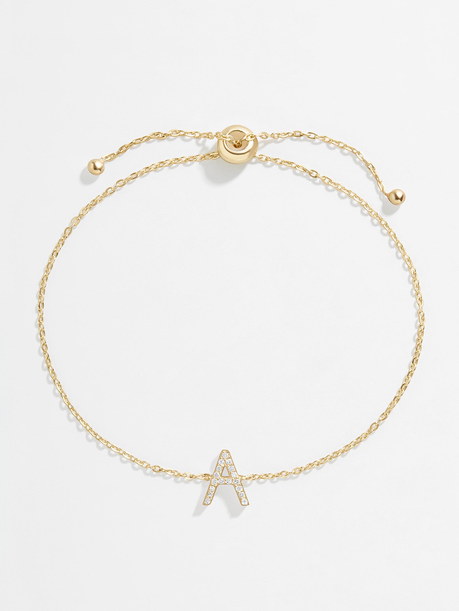 14K Gold & Diamond Initial Bracelet - Gold/Pavé