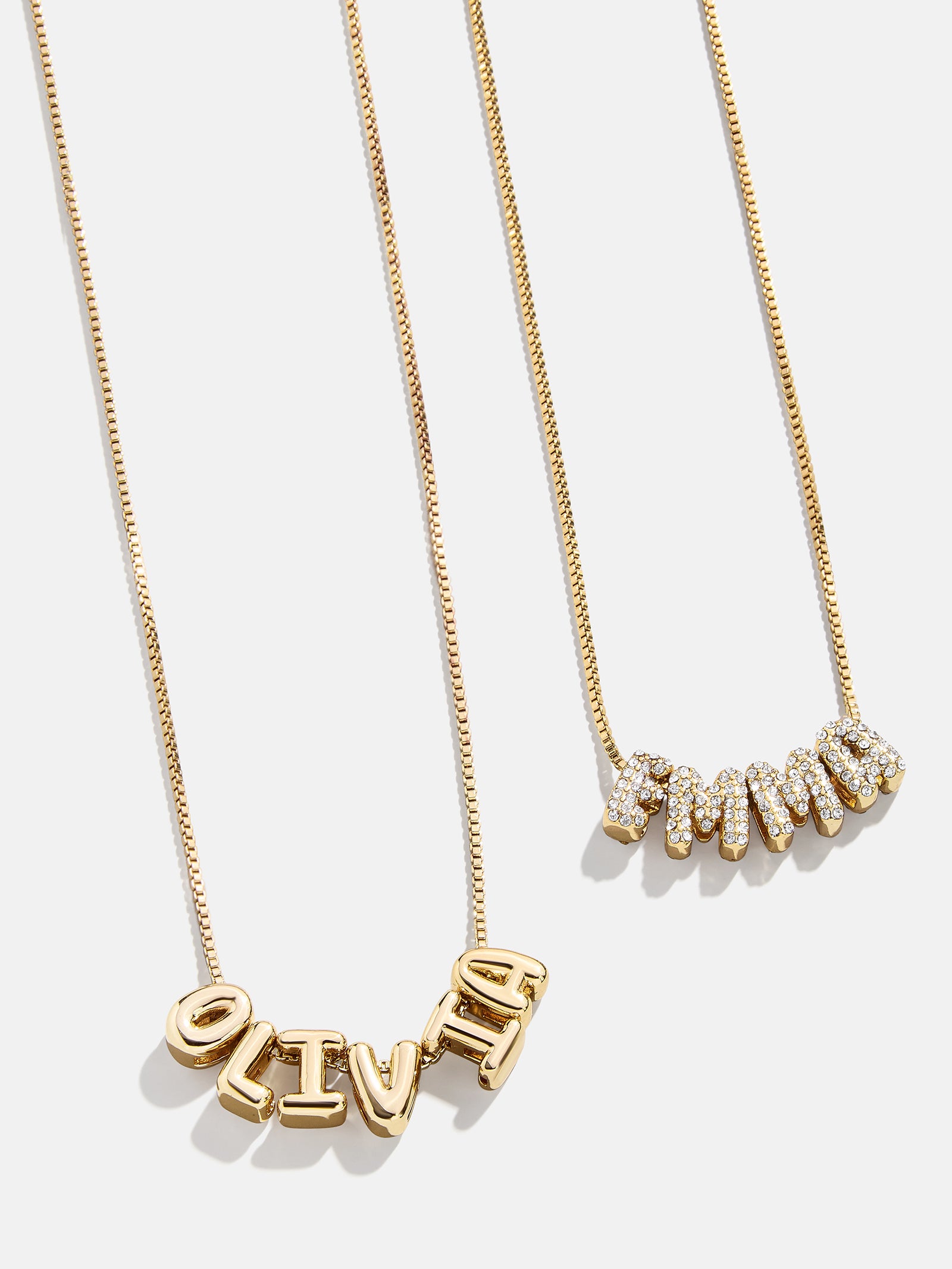 Mini Custom Bubble Letter Necklace  - Gold