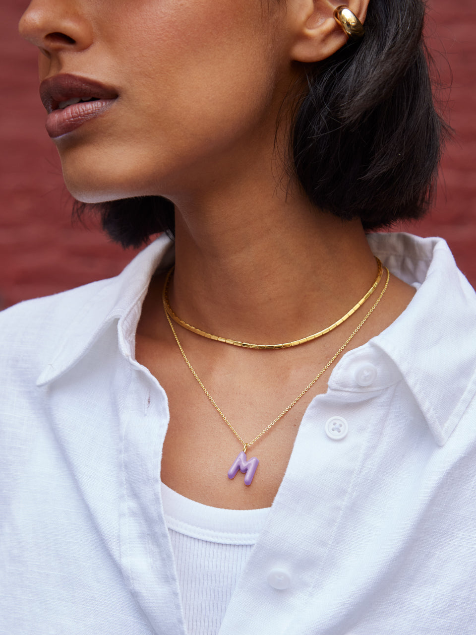 Mini Bubble Initial Necklace - Lavender