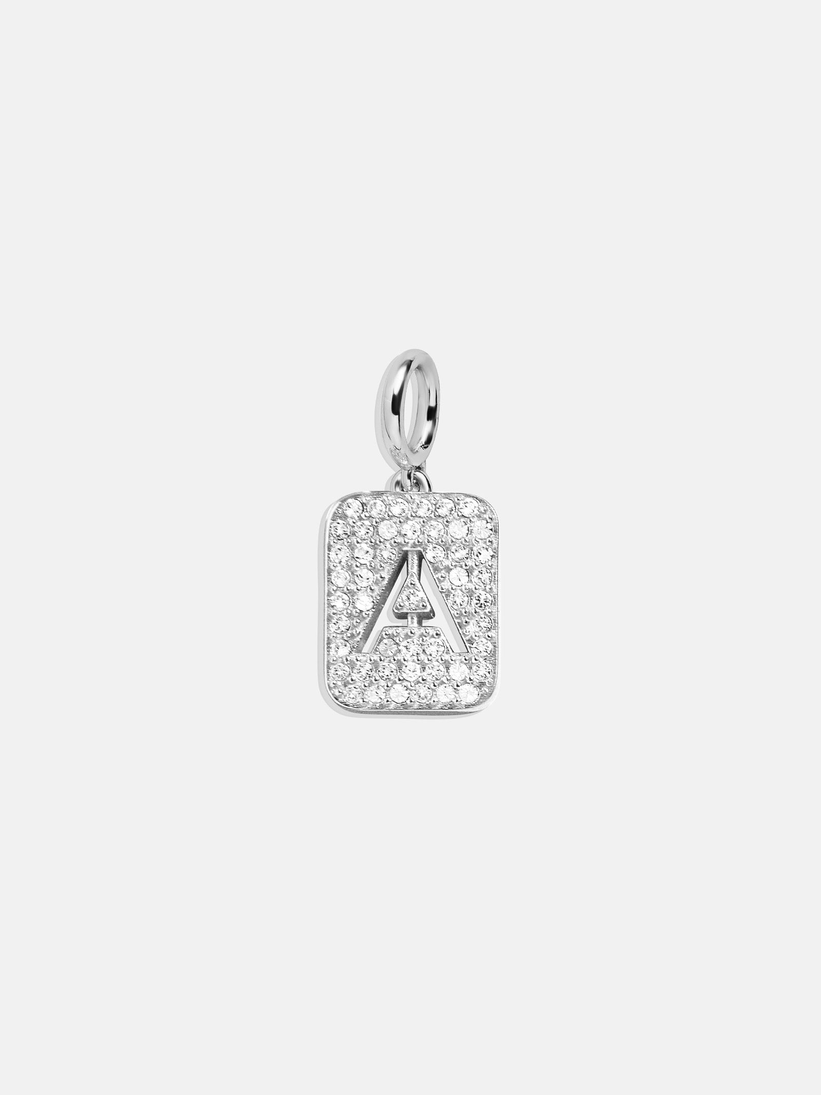 Silver Block Pave Cluster Charm - A