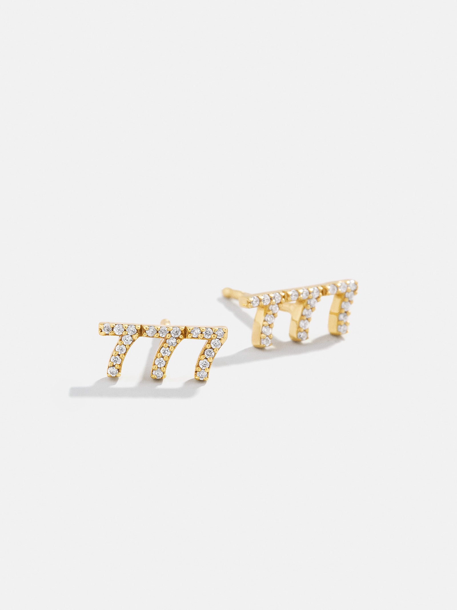 18K Gold Angel Number Earrings - Gold/Pavé