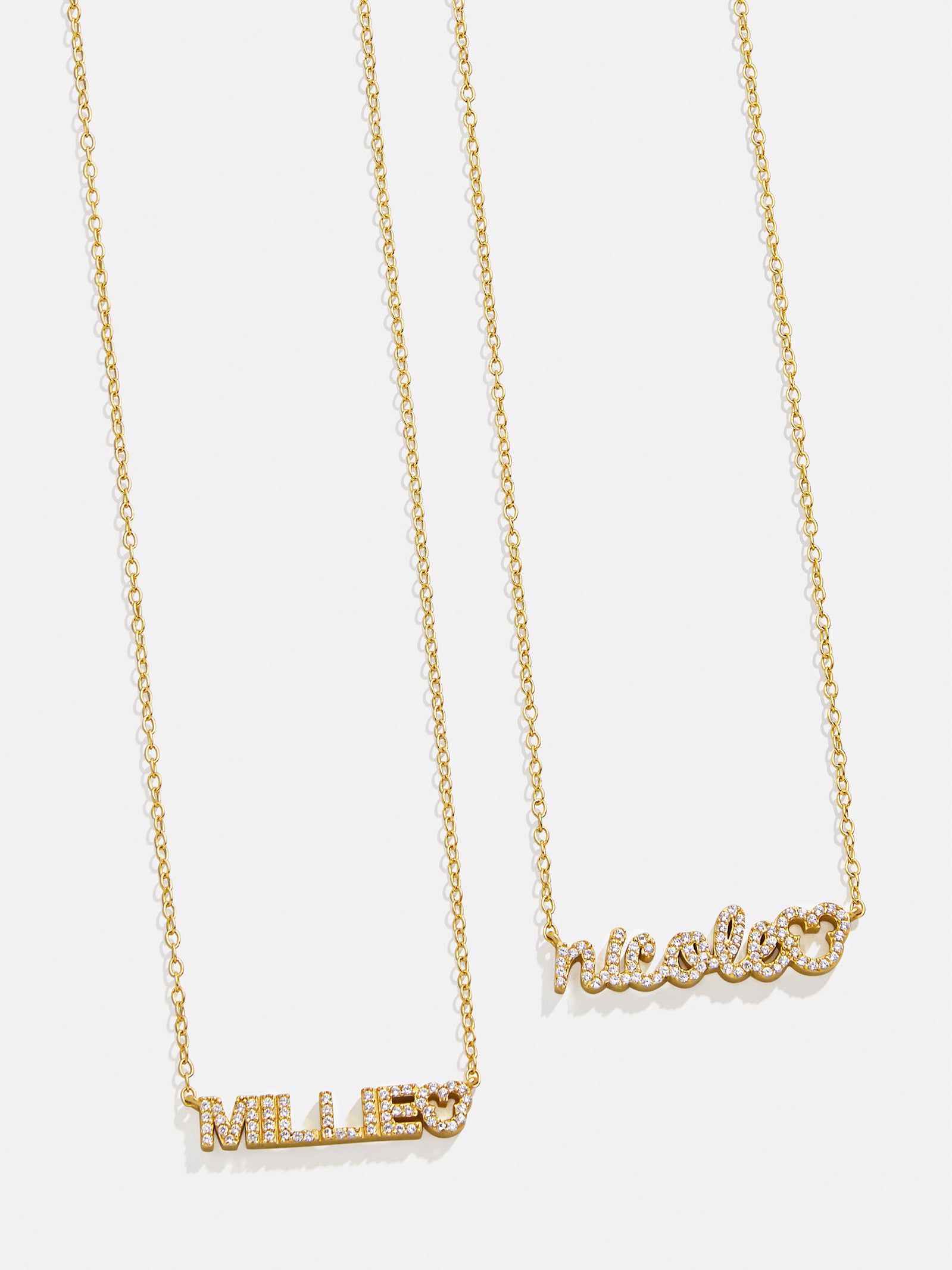 Mickey Mouse Disney 18K Gold Plated Sterling Silver Custom Nameplate Necklace - Gold/Pavé