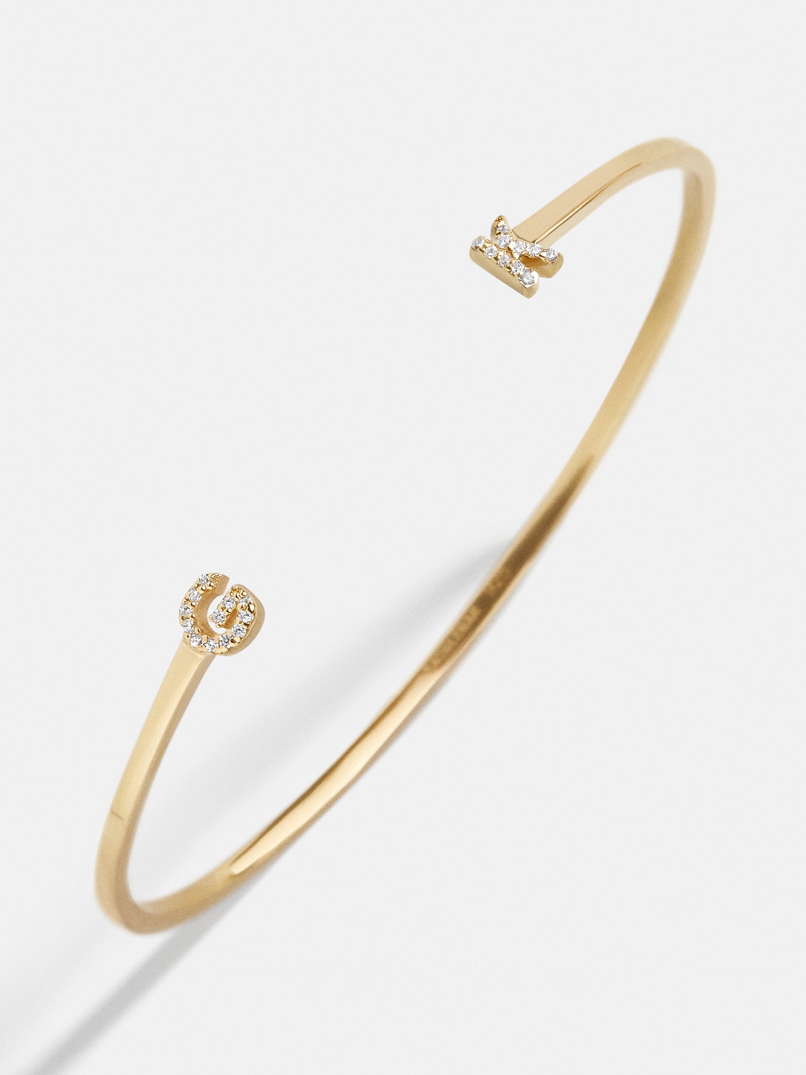 18K Gold Double Initial Custom Cuff Bracelet - Gold