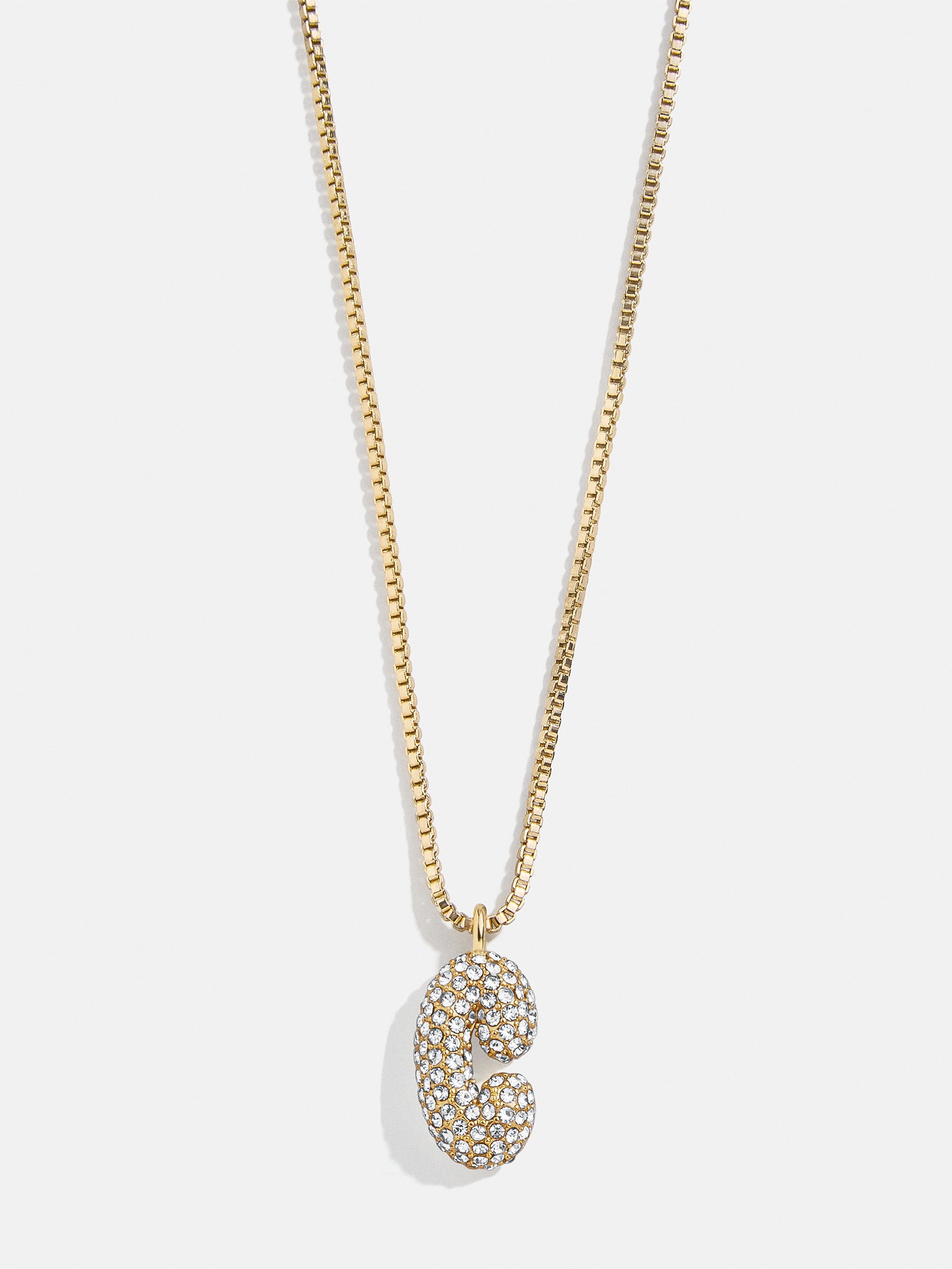 Gwen Mini Bubble Initial Necklace - Gold/Pavé