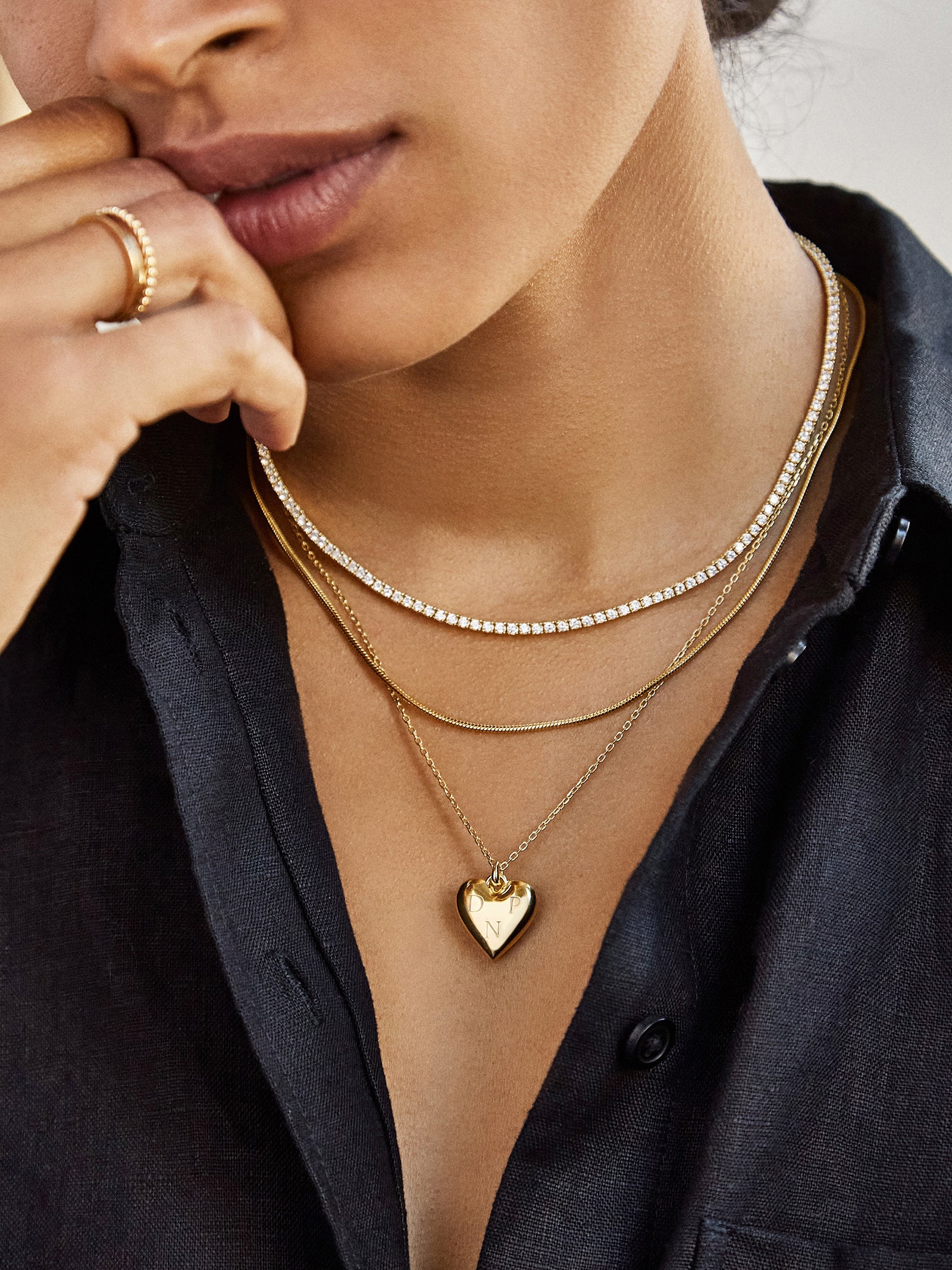 Puffy Heart 18K Gold Custom Pendant Necklace - Gold