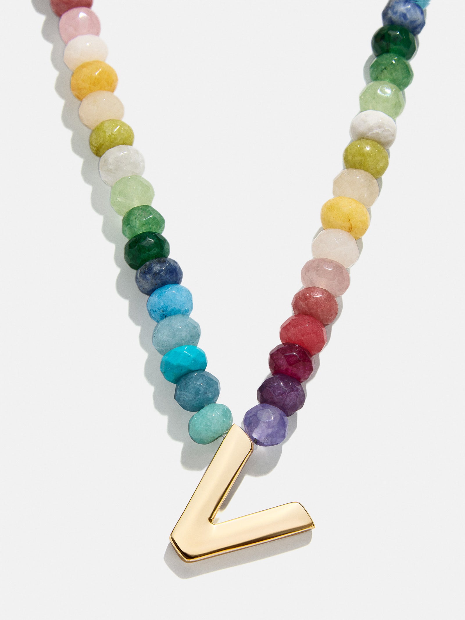 Semi-Precious Block Initial Necklace - Multi