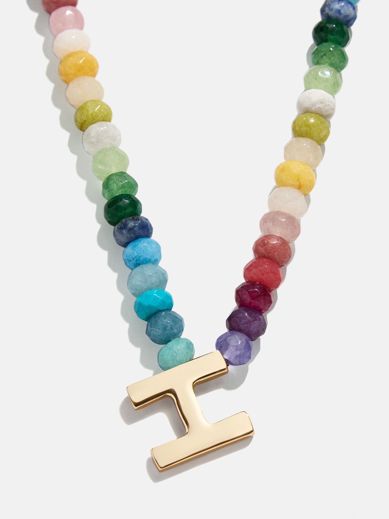 Semi-Precious Block Initial Necklace - Multi