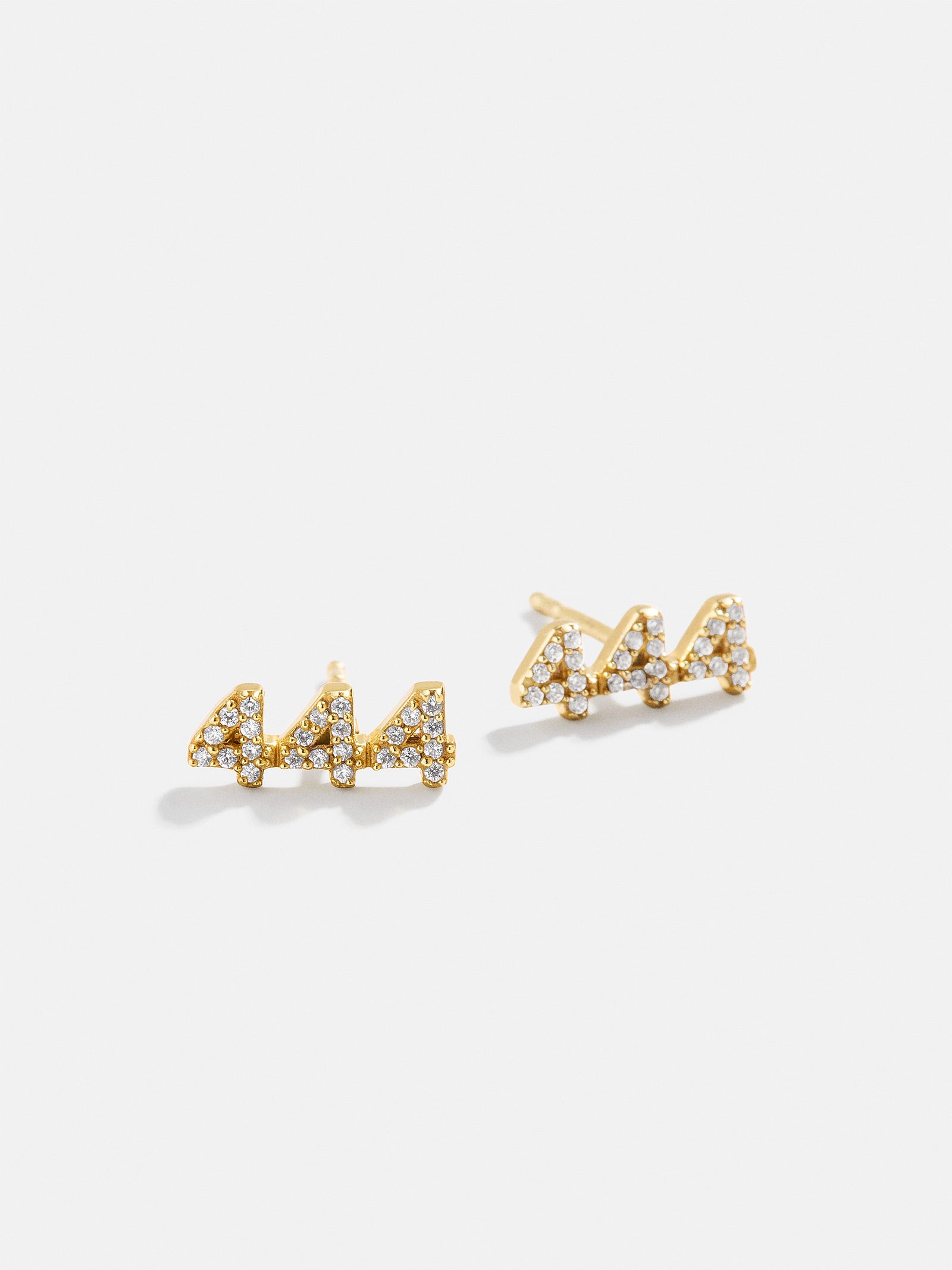 18K Gold Angel Number Earrings - Gold/Pavé