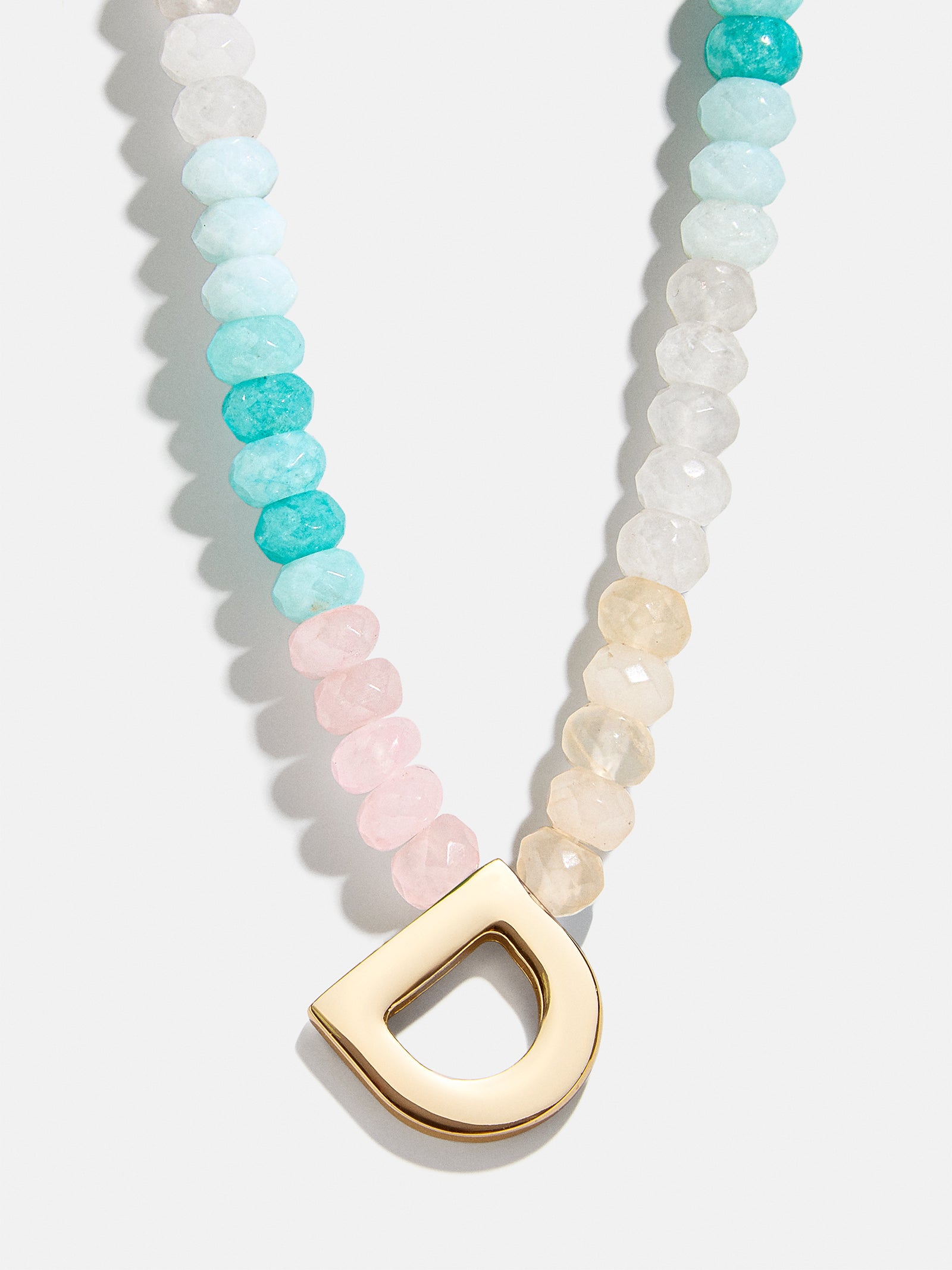 Semi-Precious Block Initial Necklace - Light Multi