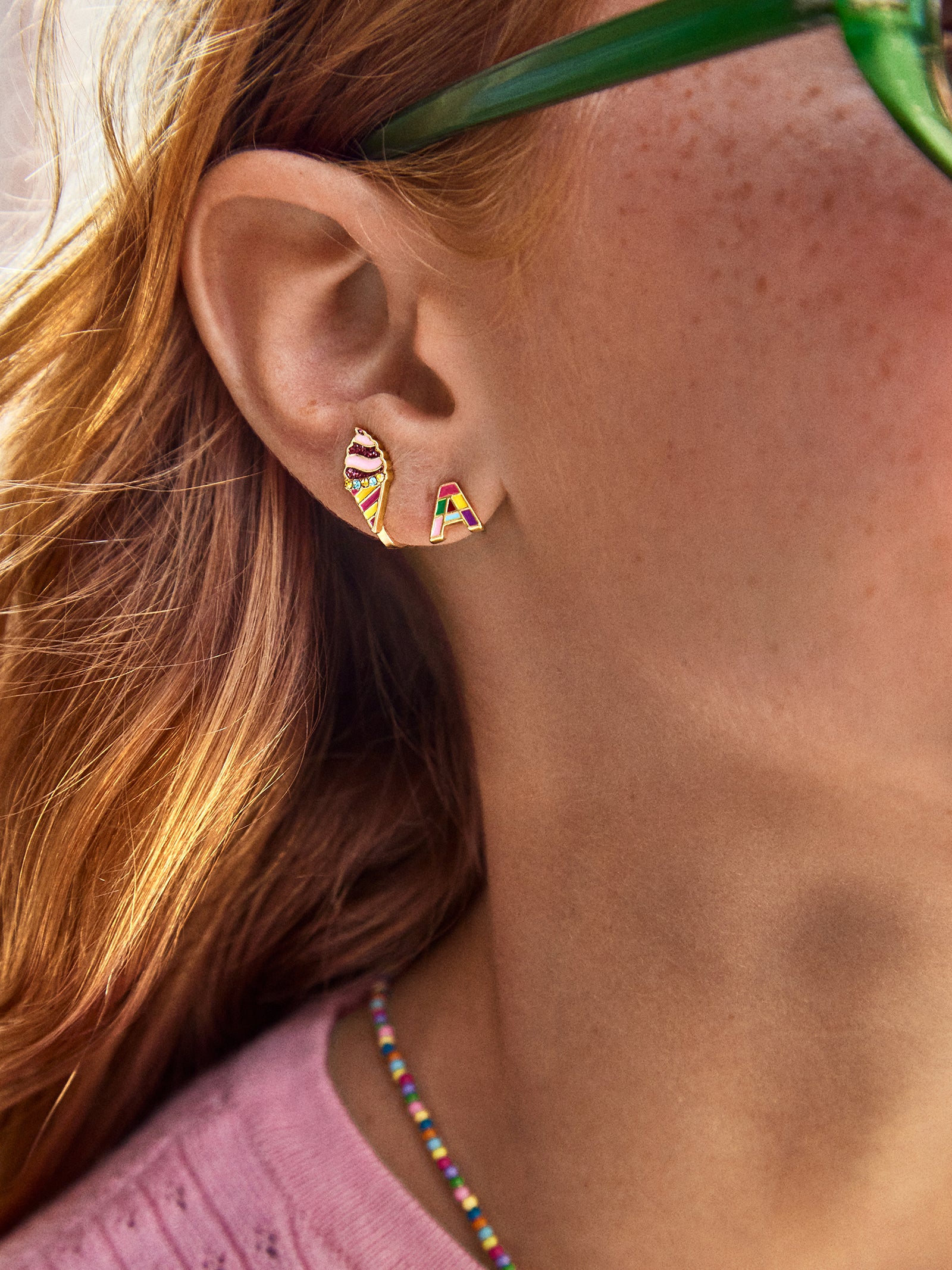 Kids' Rainbow Initial Earrings - Multi