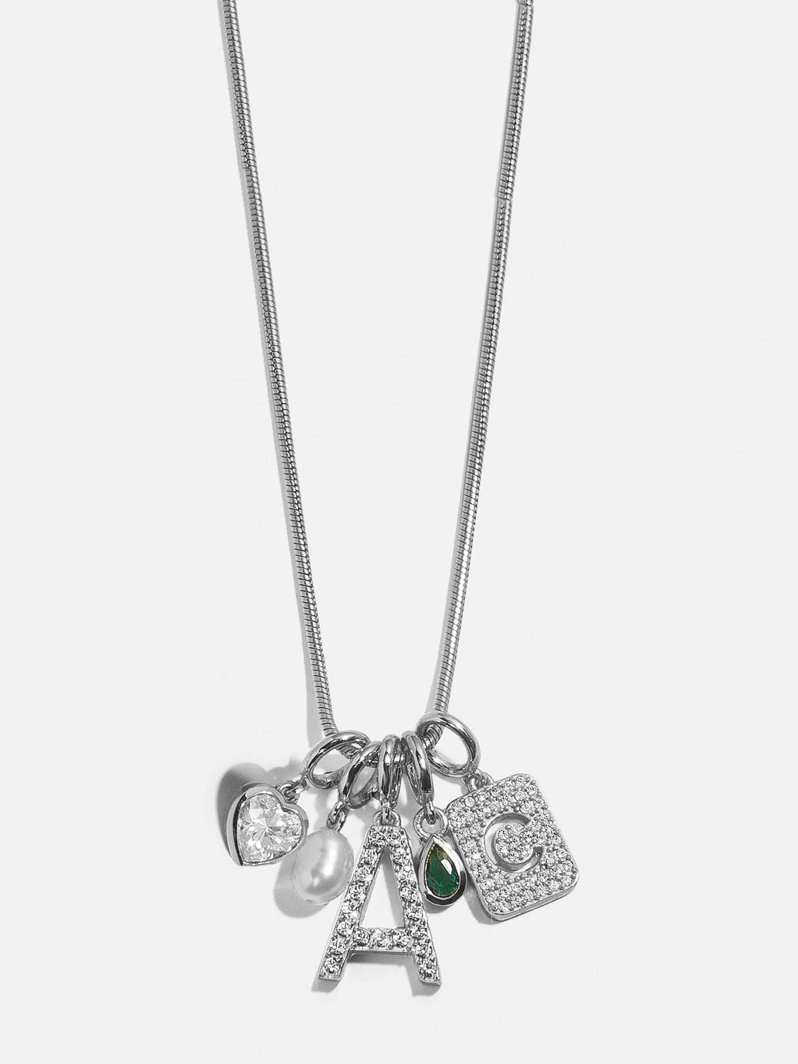 Silver Birthstone Cluster Charm - Emerald