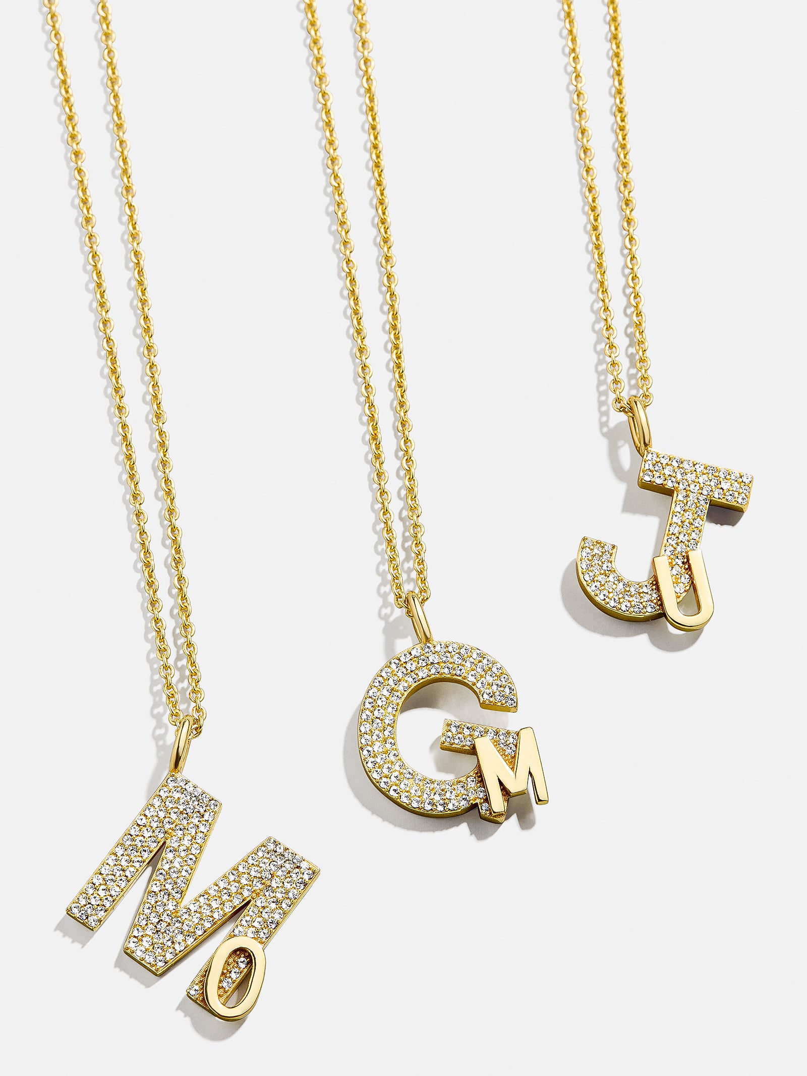 Custom Double Initial Pavé Necklace - Gold/Pavé