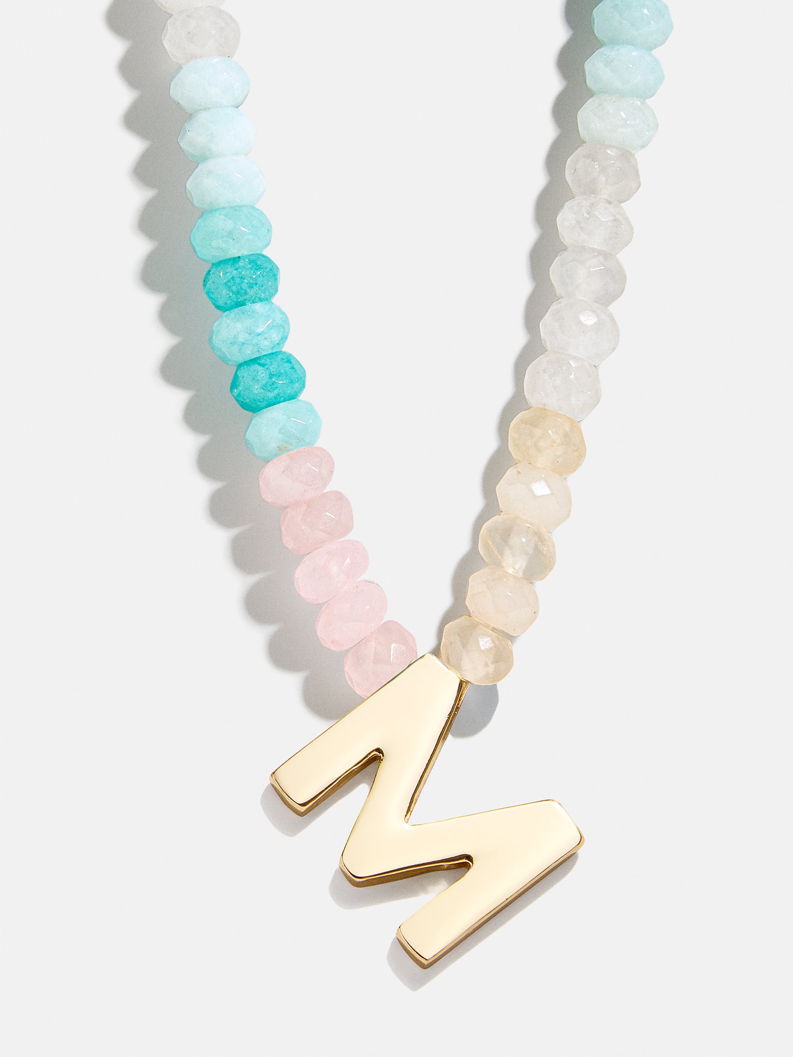 Semi-Precious Block Initial Necklace - Light Multi