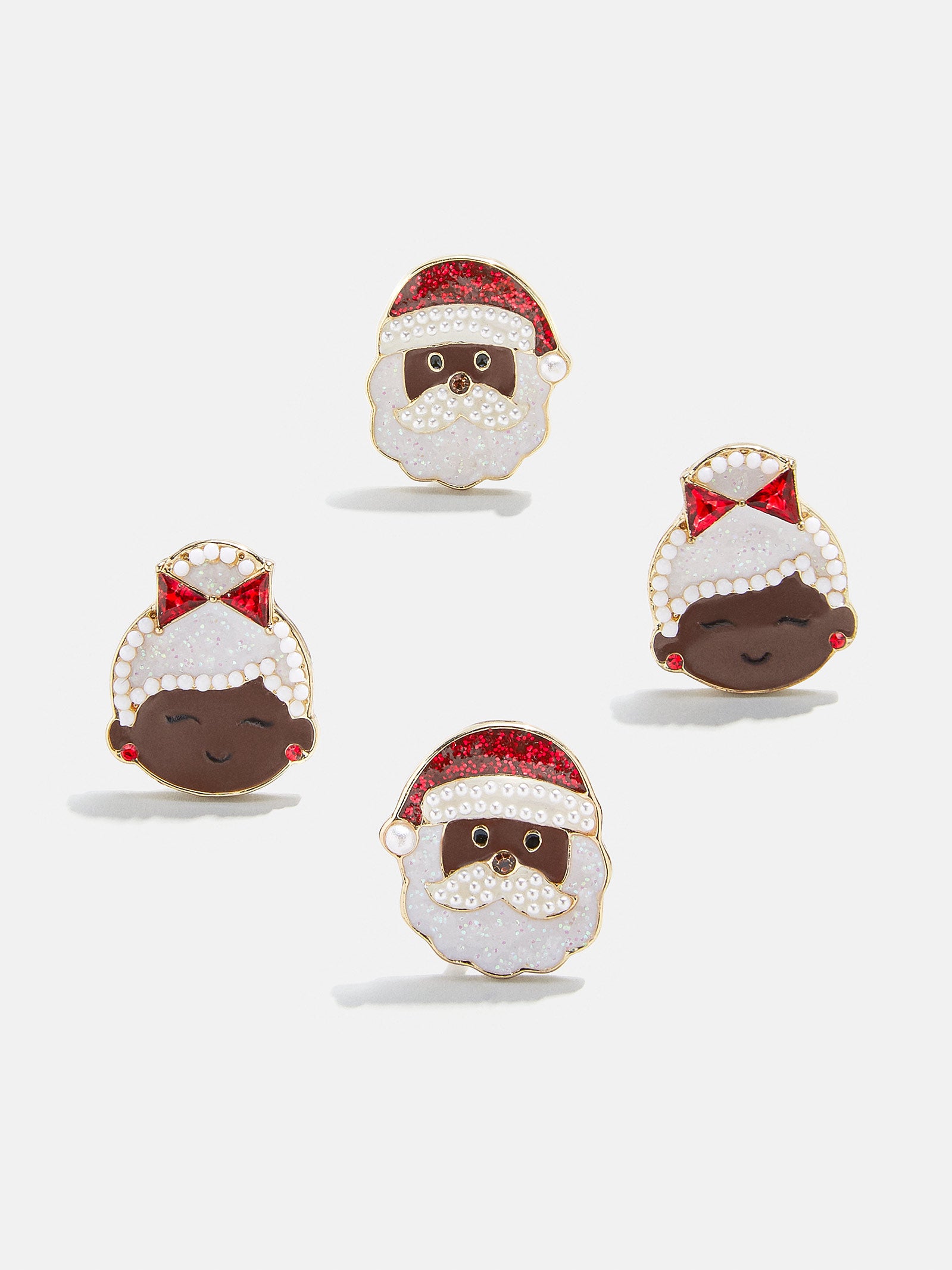 Mr. & Mrs. Claus Kids' Clip-On Earring Set - Red/White