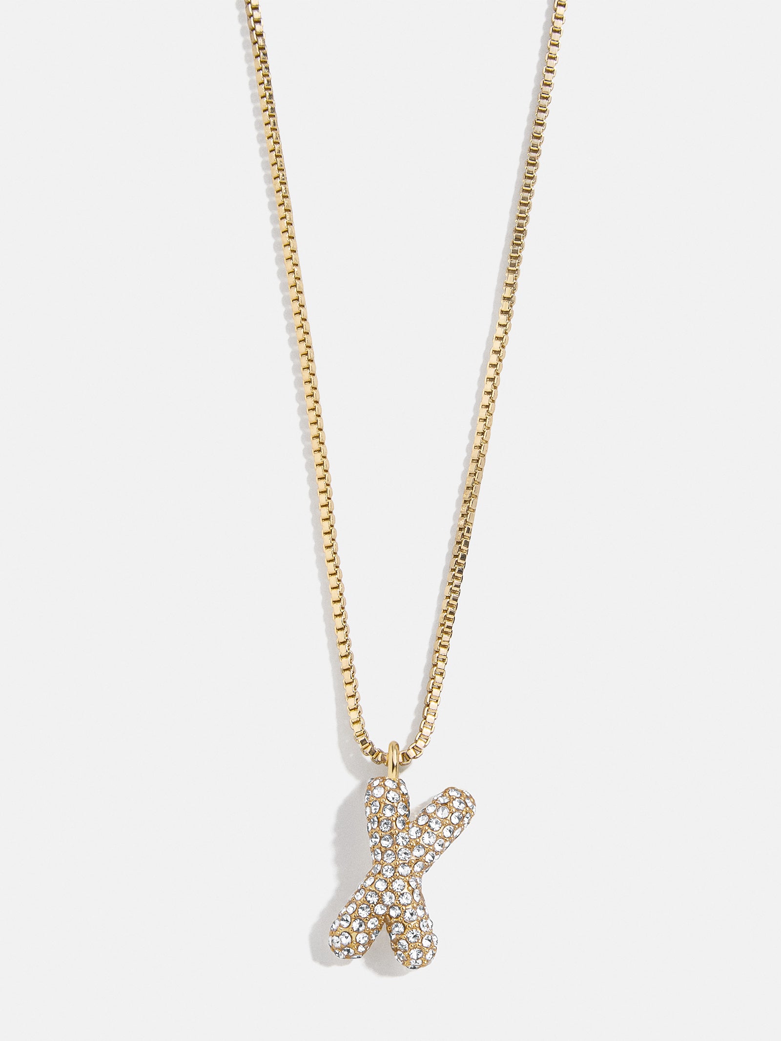 Gwen Mini Bubble Initial Necklace - Gold/Pavé