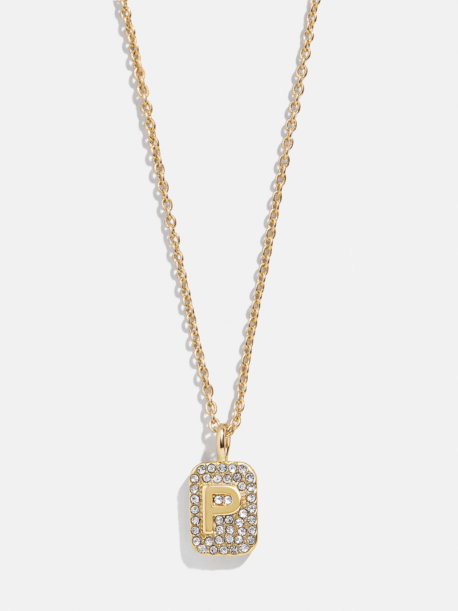 Tina Block Initial Necklace - Gold/Pavé