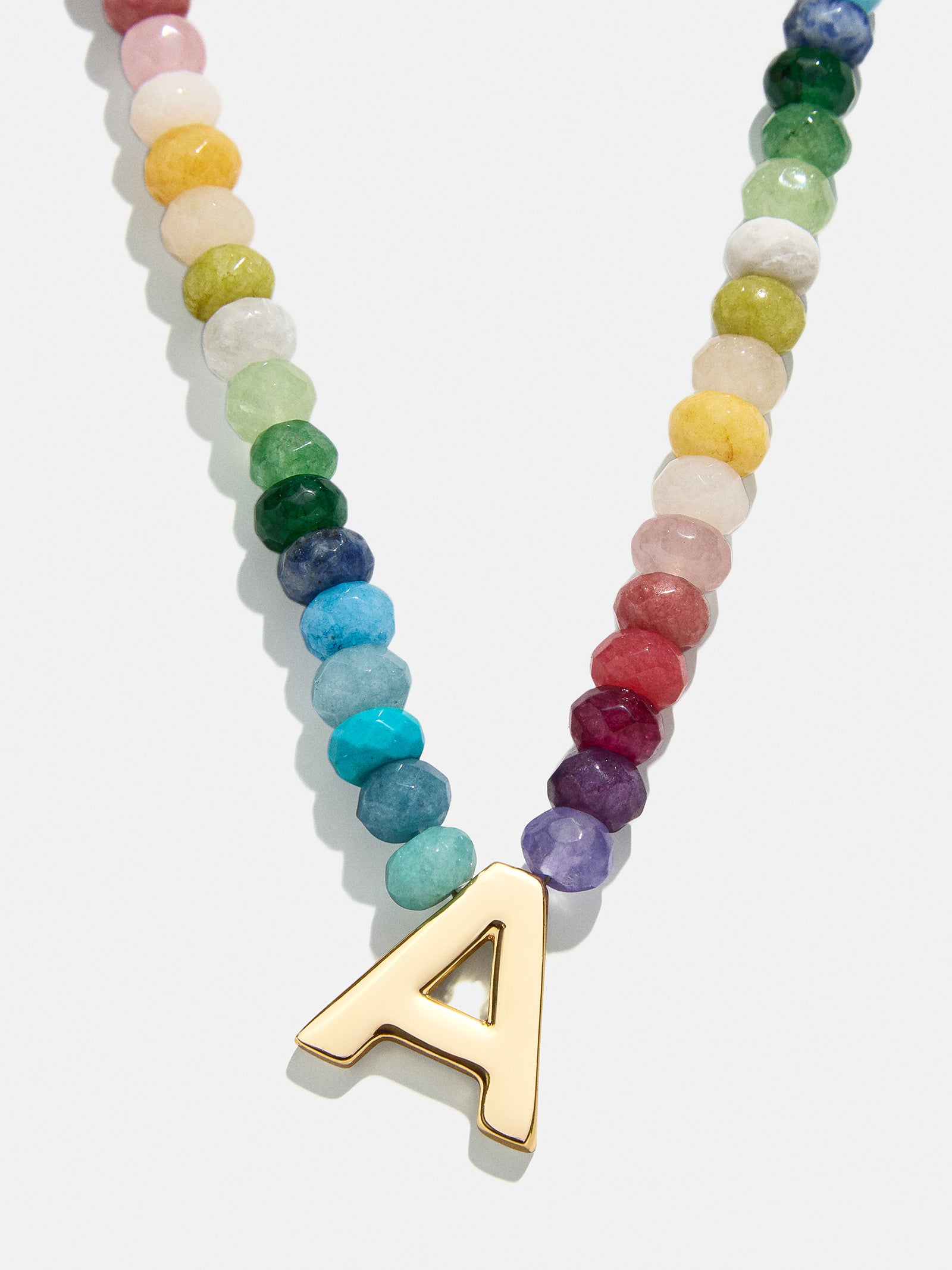 Semi-Precious Block Initial Necklace - Multi