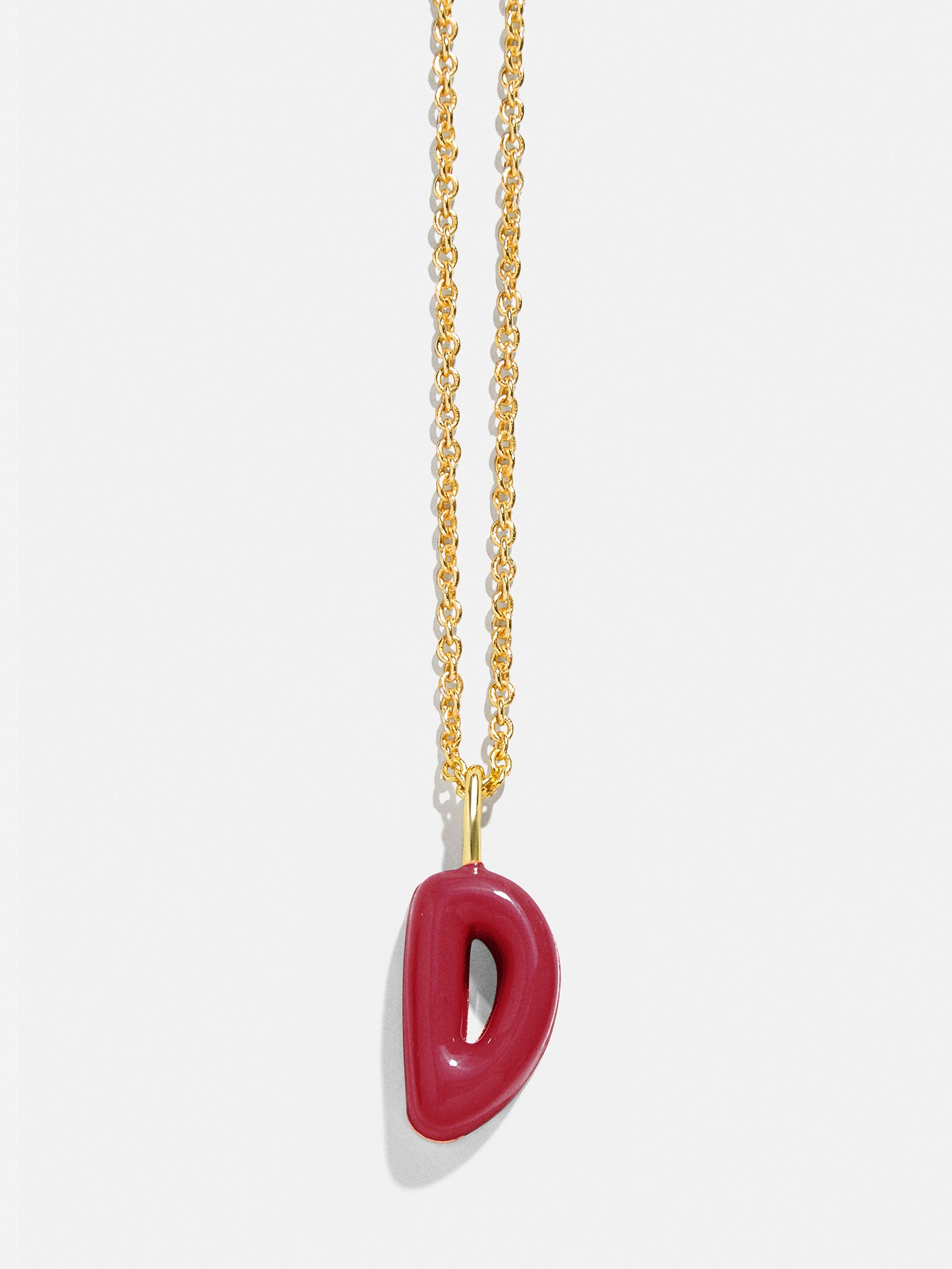 Mini Bubble Initial Necklace - Dark Red