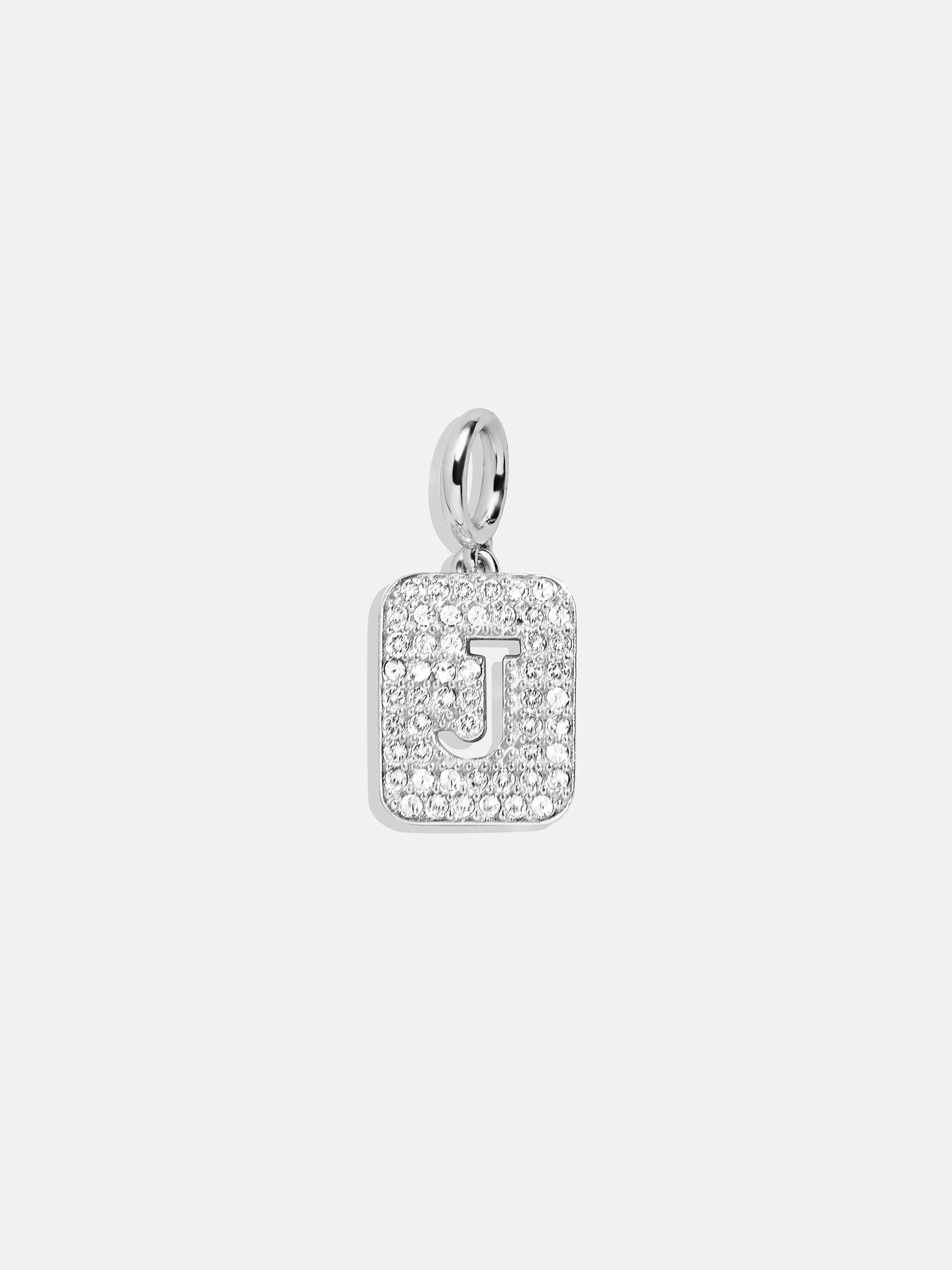 Silver Block Pave Cluster Charm - J