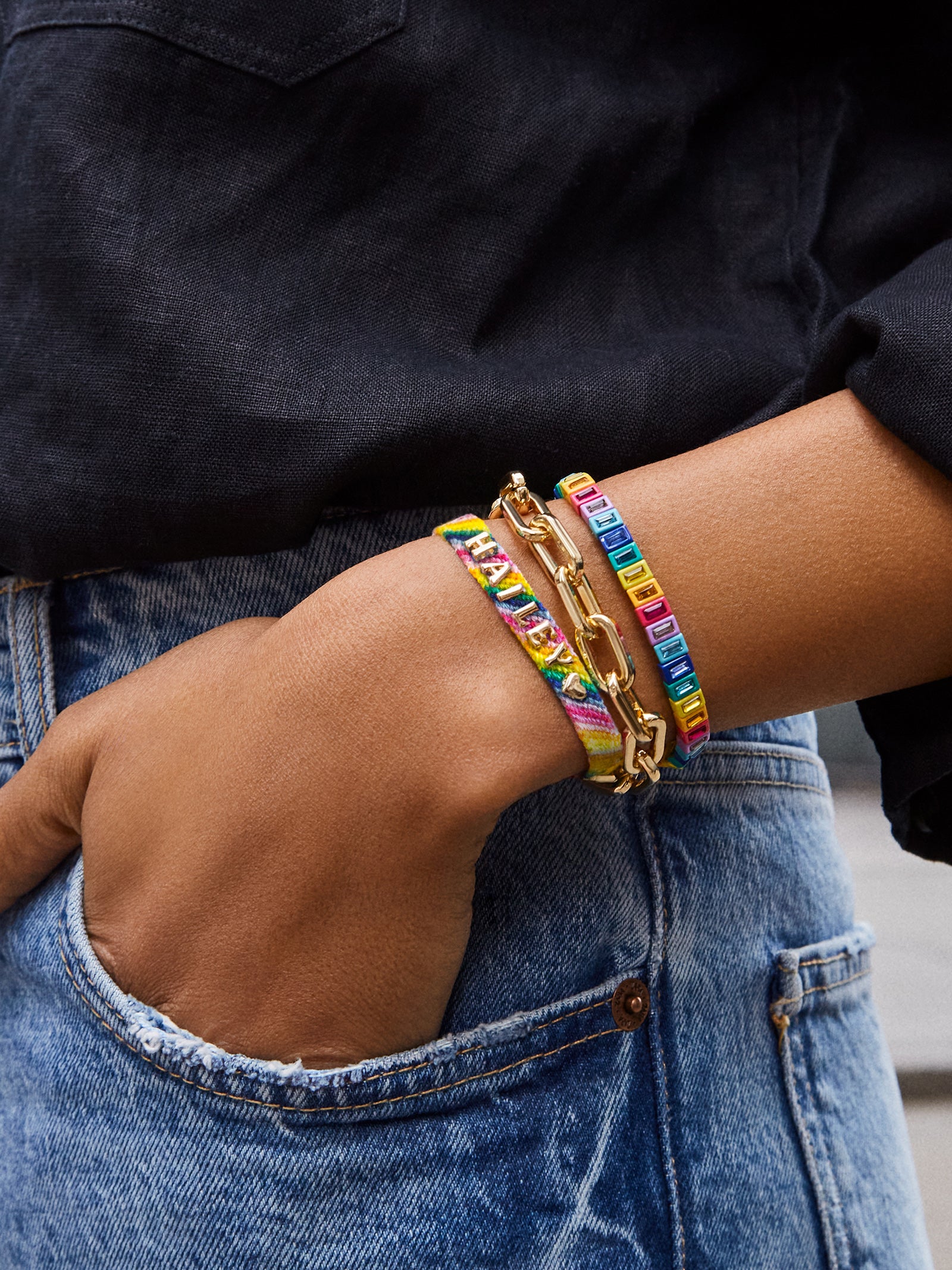 Custom Woven Friendship Bracelet - Rainbow Diagonal