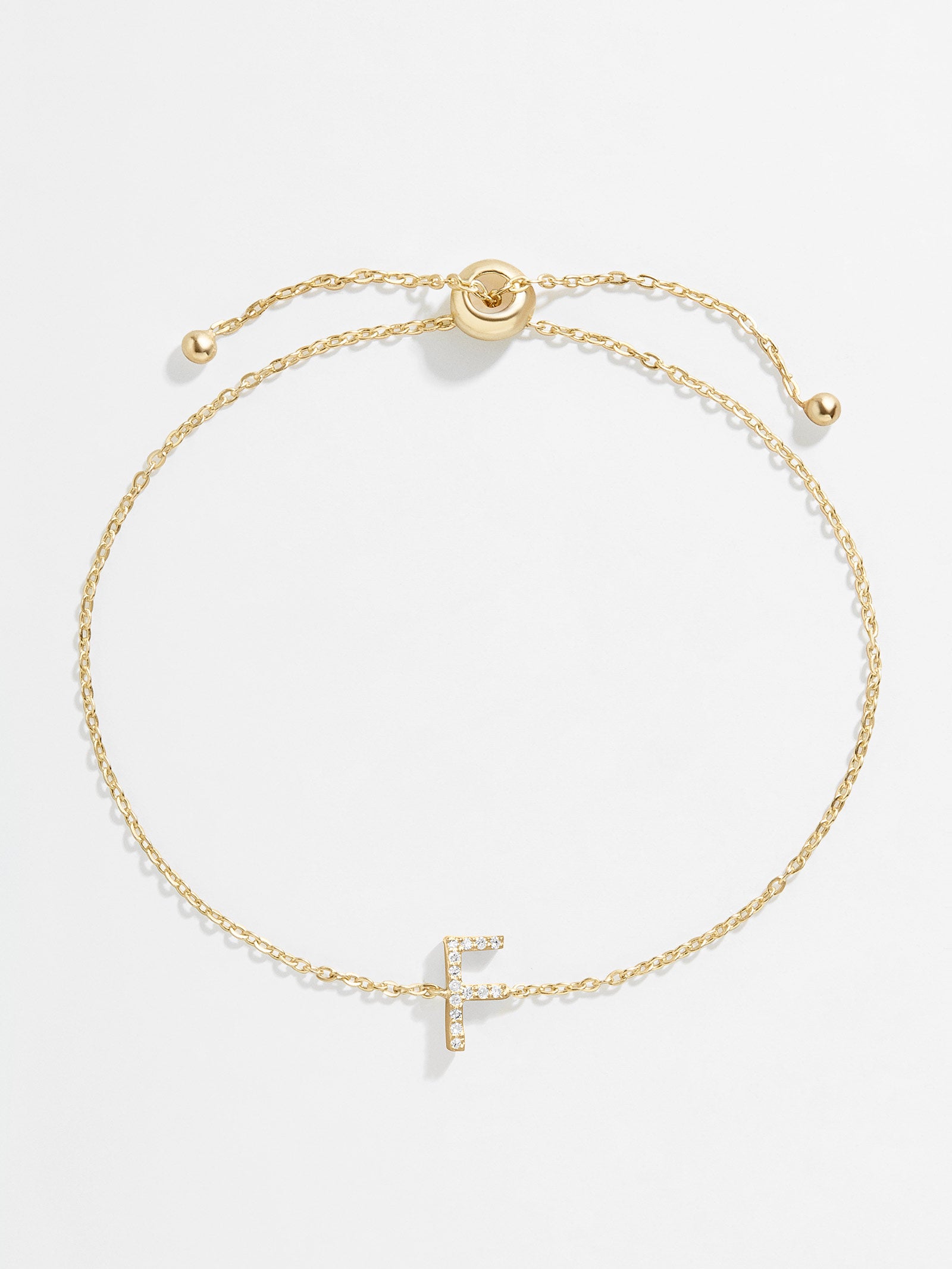 14K Gold & Diamond Initial Bracelet - Gold/Pavé