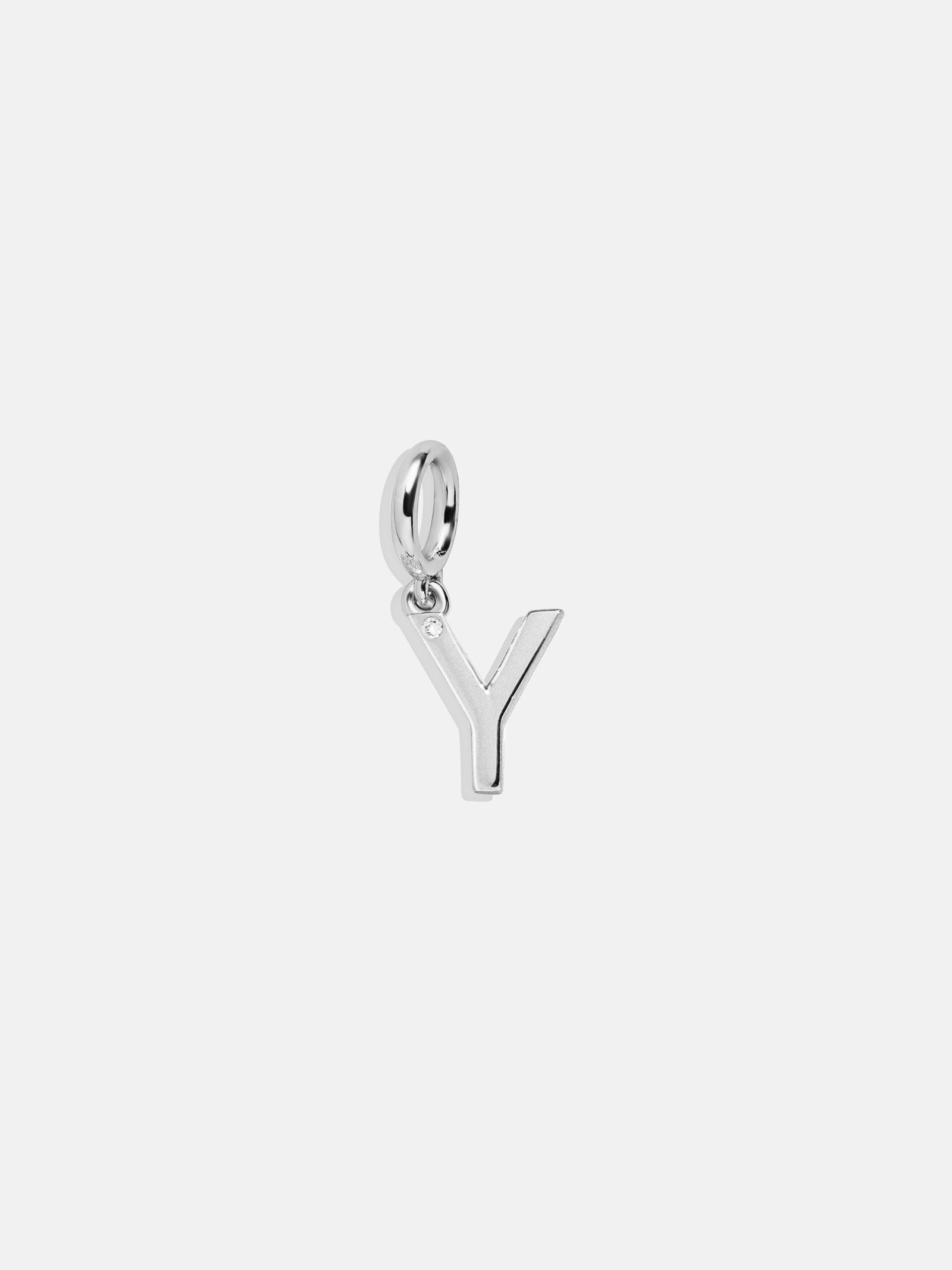 Classic Silver Initial Cluster Charm - Y