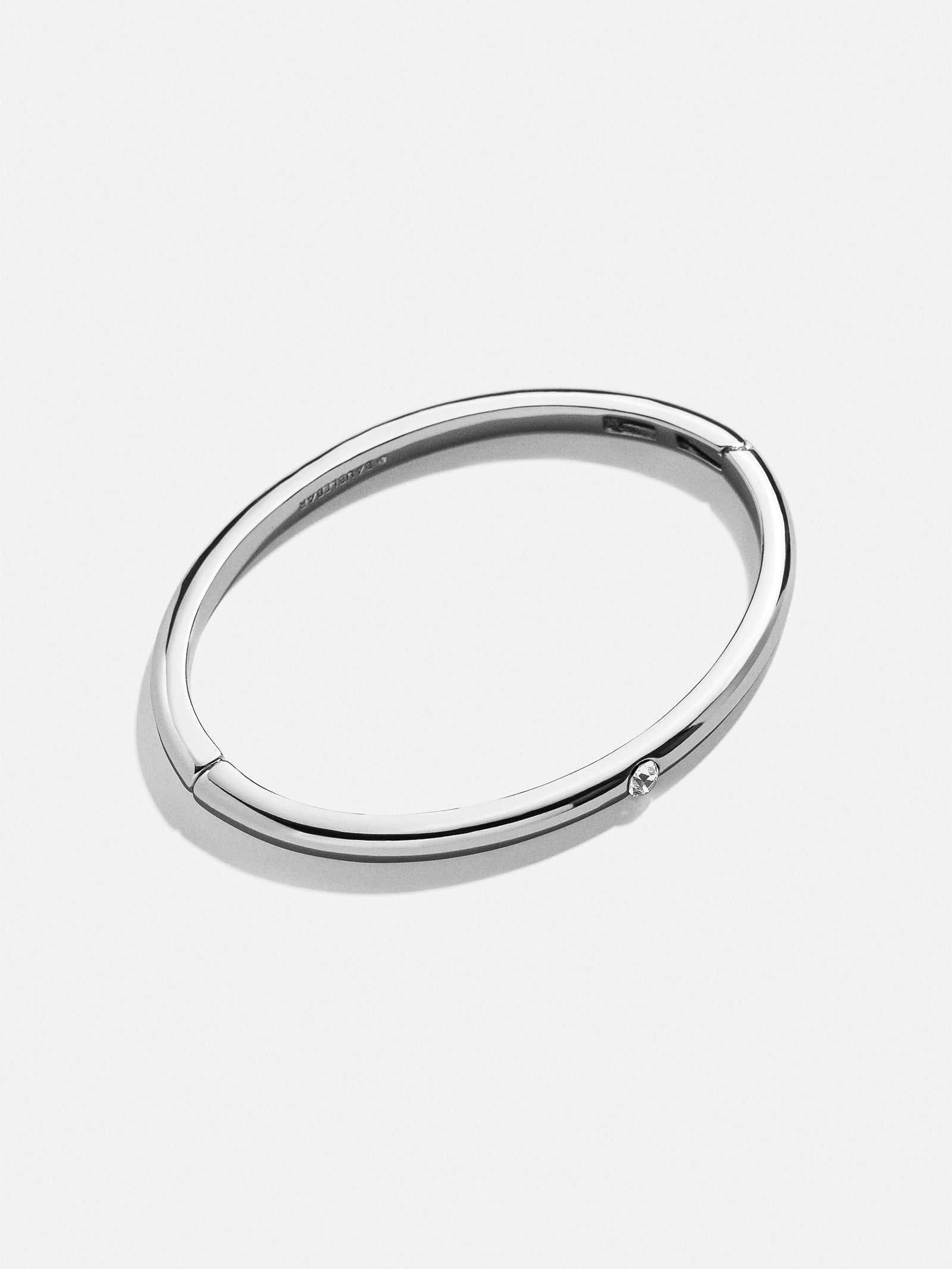 Priya Hinge Bangle - Silver Single Bezel Bangle