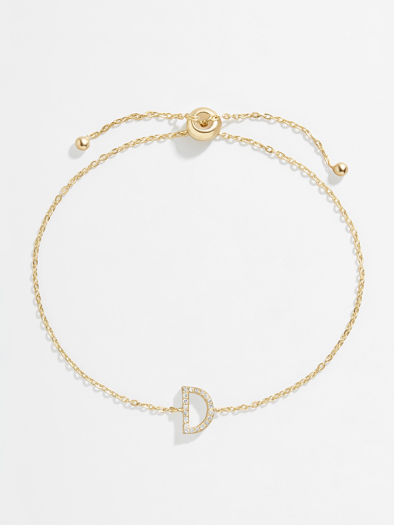 14K Gold & Diamond Initial Bracelet - Gold/Pavé