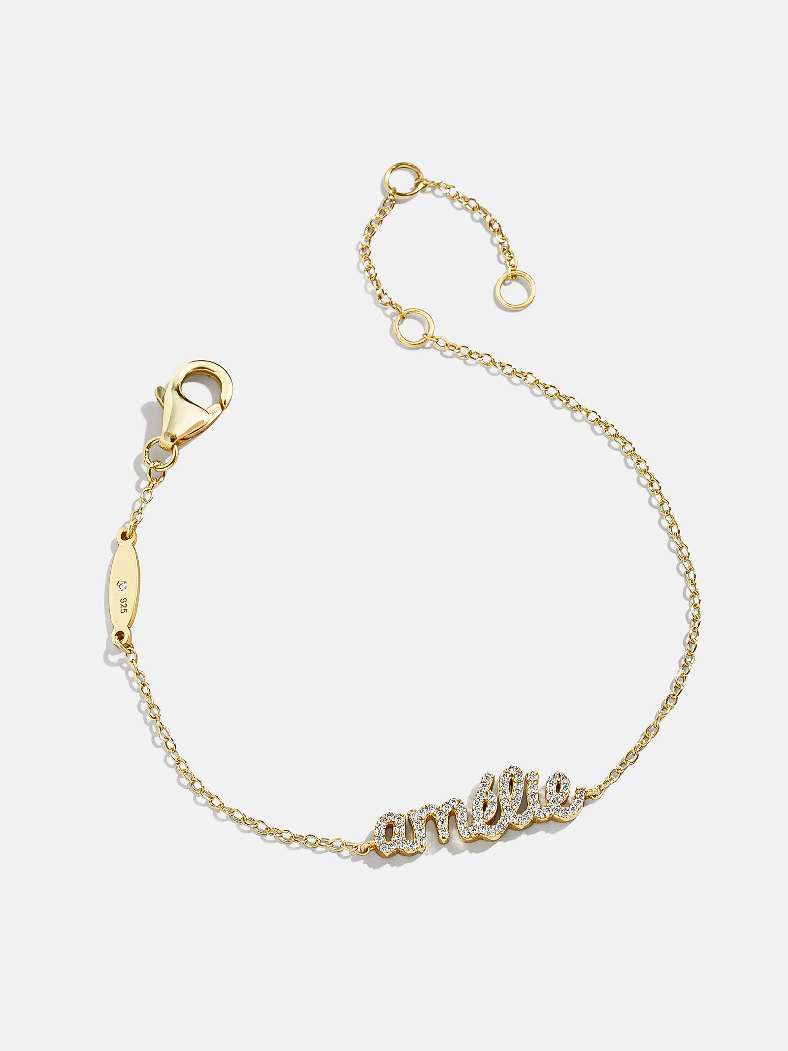 18K Gold Pavé Custom Nameplate Bracelet - Gold/Pavé