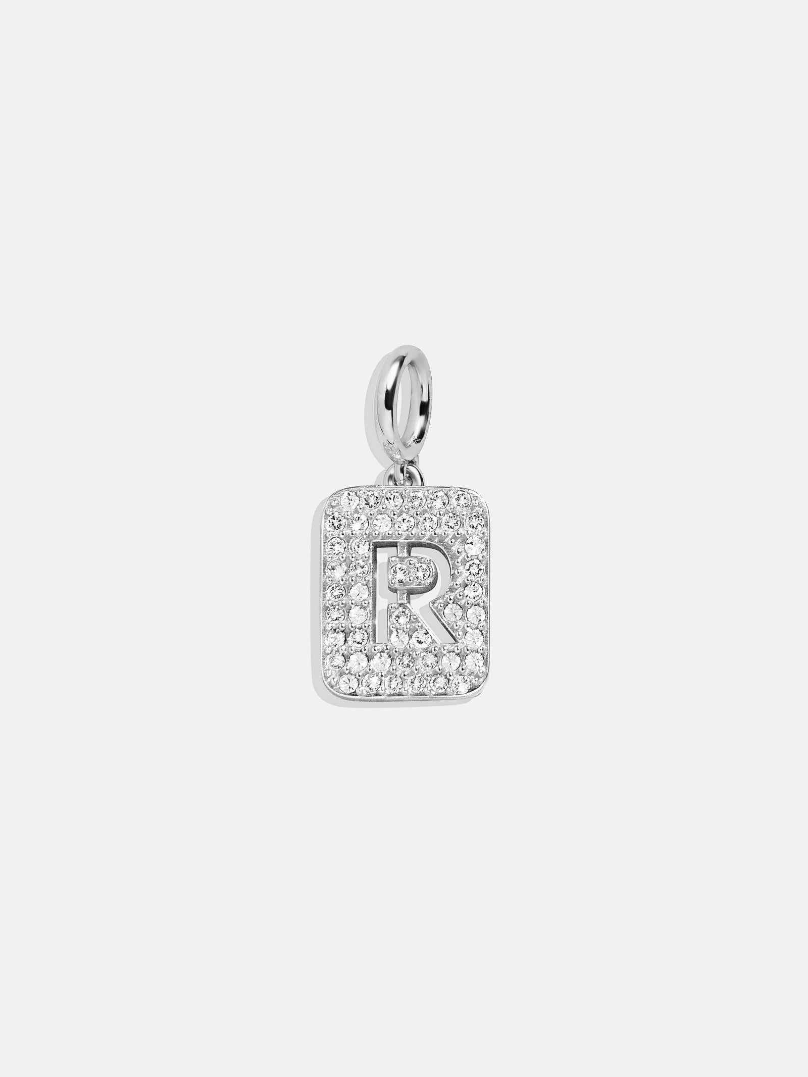 Silver Block Pave Cluster Charm - R