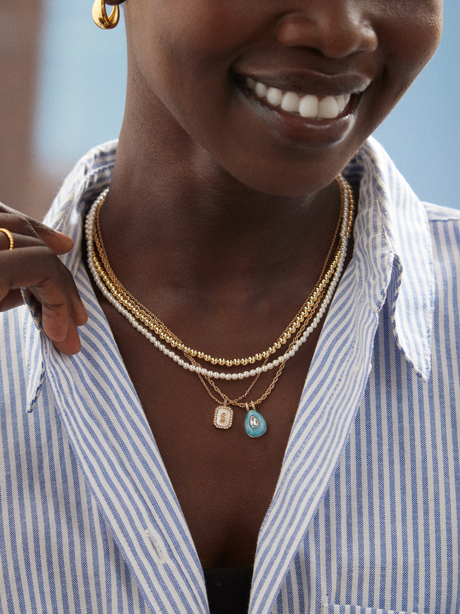 Semi-Precious Teardrop Birthstone Necklace - Blue Zircon