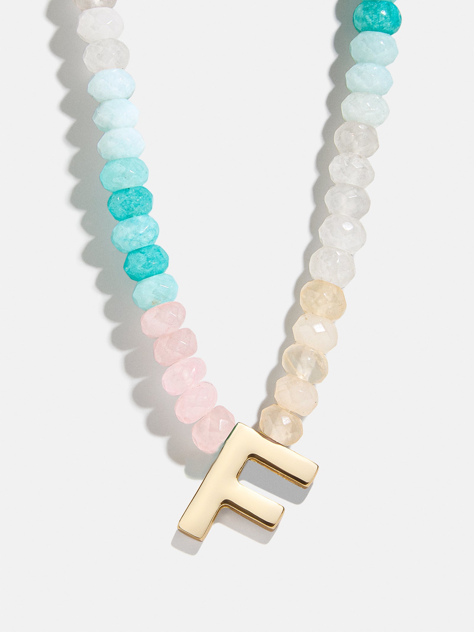 Semi-Precious Block Initial Necklace - Light Multi