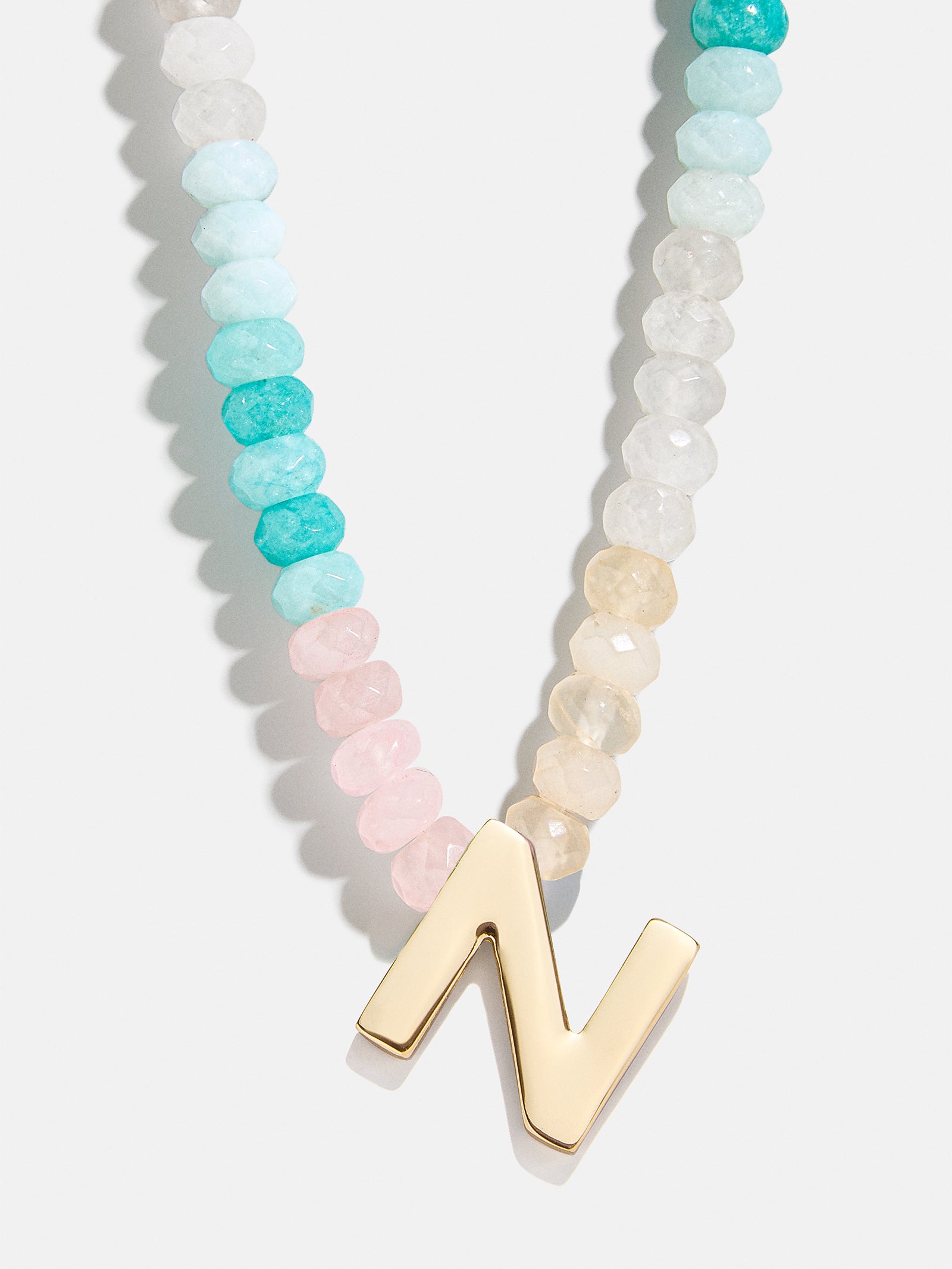 Semi-Precious Block Initial Necklace - Light Multi