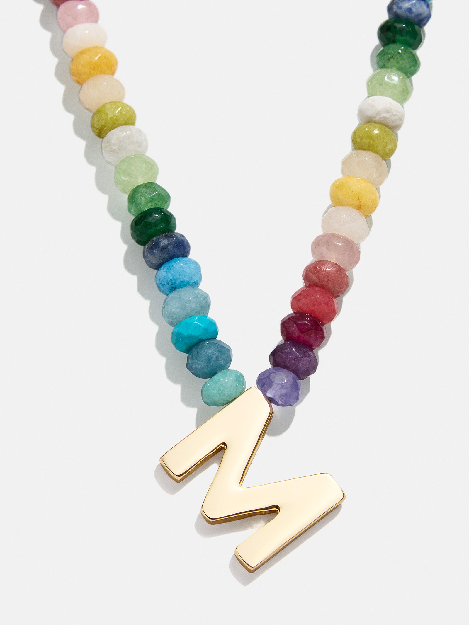 Semi-Precious Block Initial Necklace - Multi