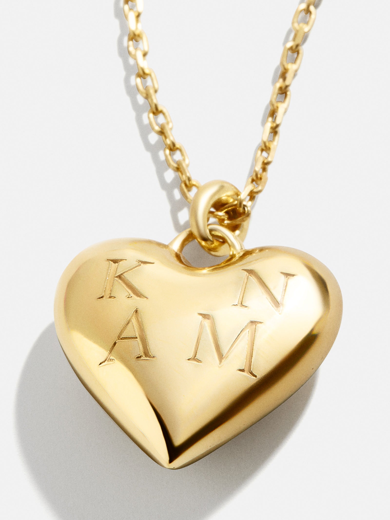 Puffy Heart 18K Gold Custom Pendant Necklace - Gold