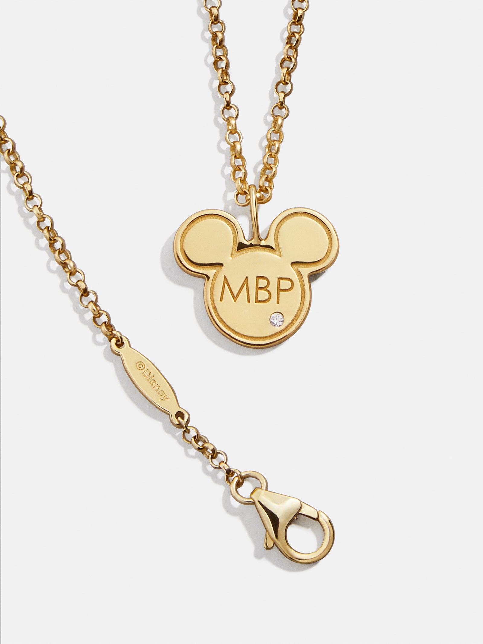 Mickey Mouse Disney 18K Gold Plated Sterling Silver Initial Pendant Necklace - Gold