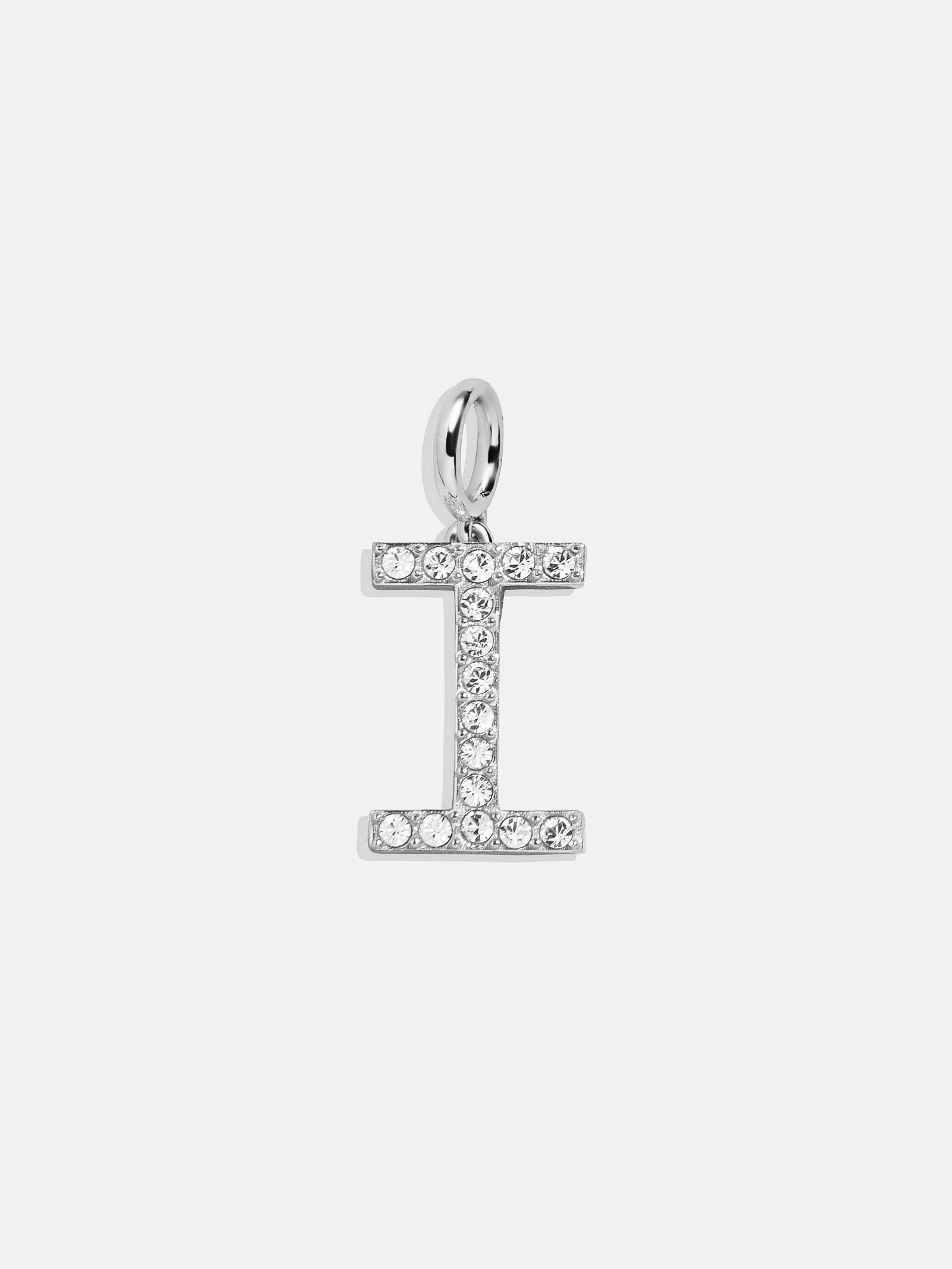 Silver Pave Initial Cluster Charm - I